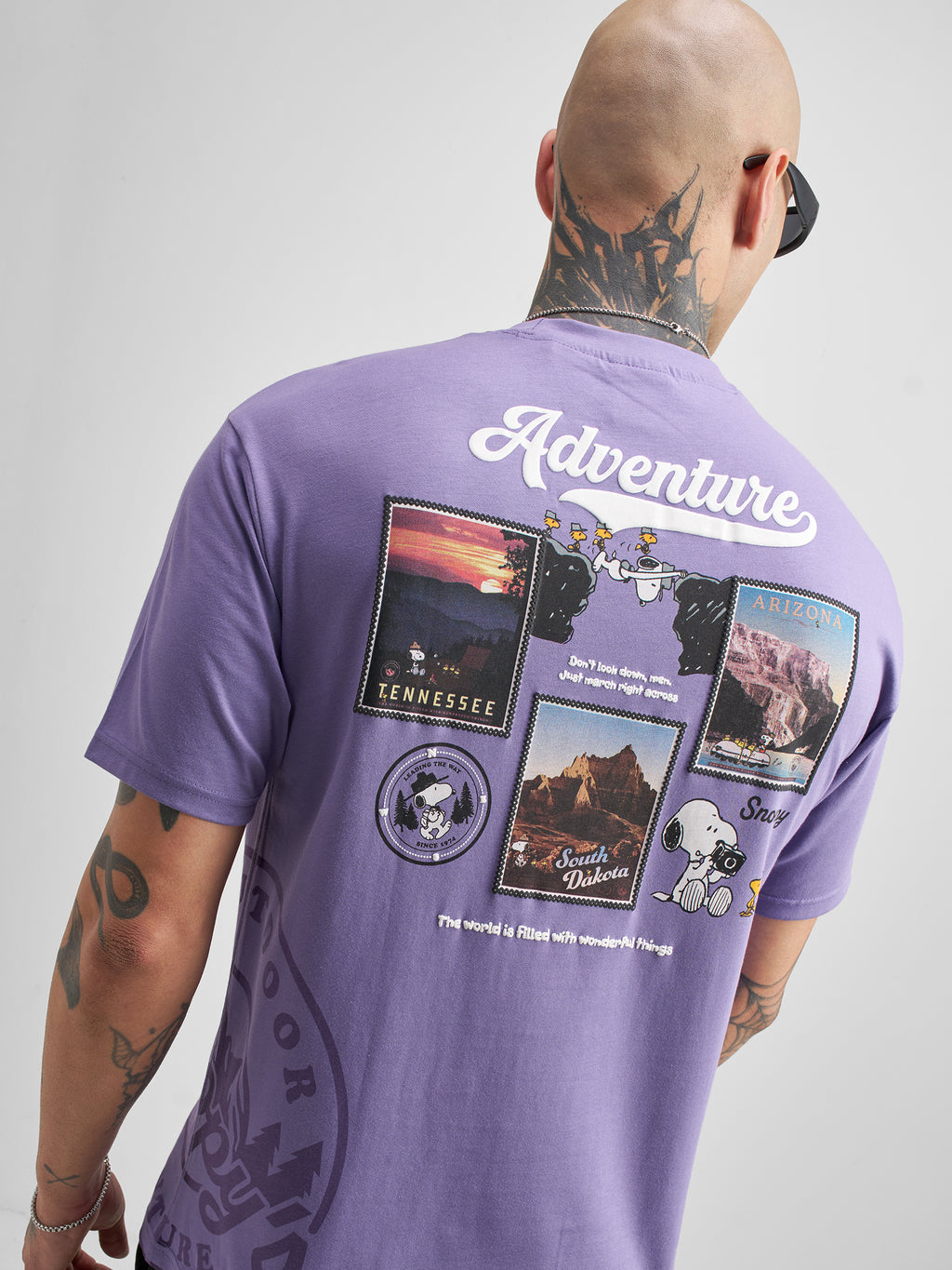 Highlander Men Purple Peanuts Printed Round Neck T-Shirt - Purple - Image 1