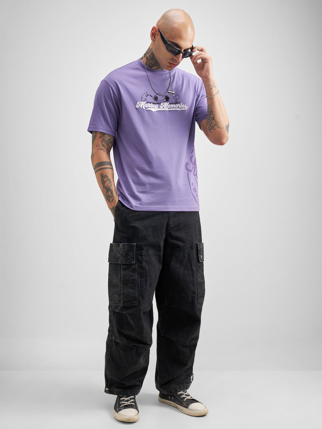 Highlander Men Purple Peanuts Printed Round Neck T-Shirt - Purple - Image 2