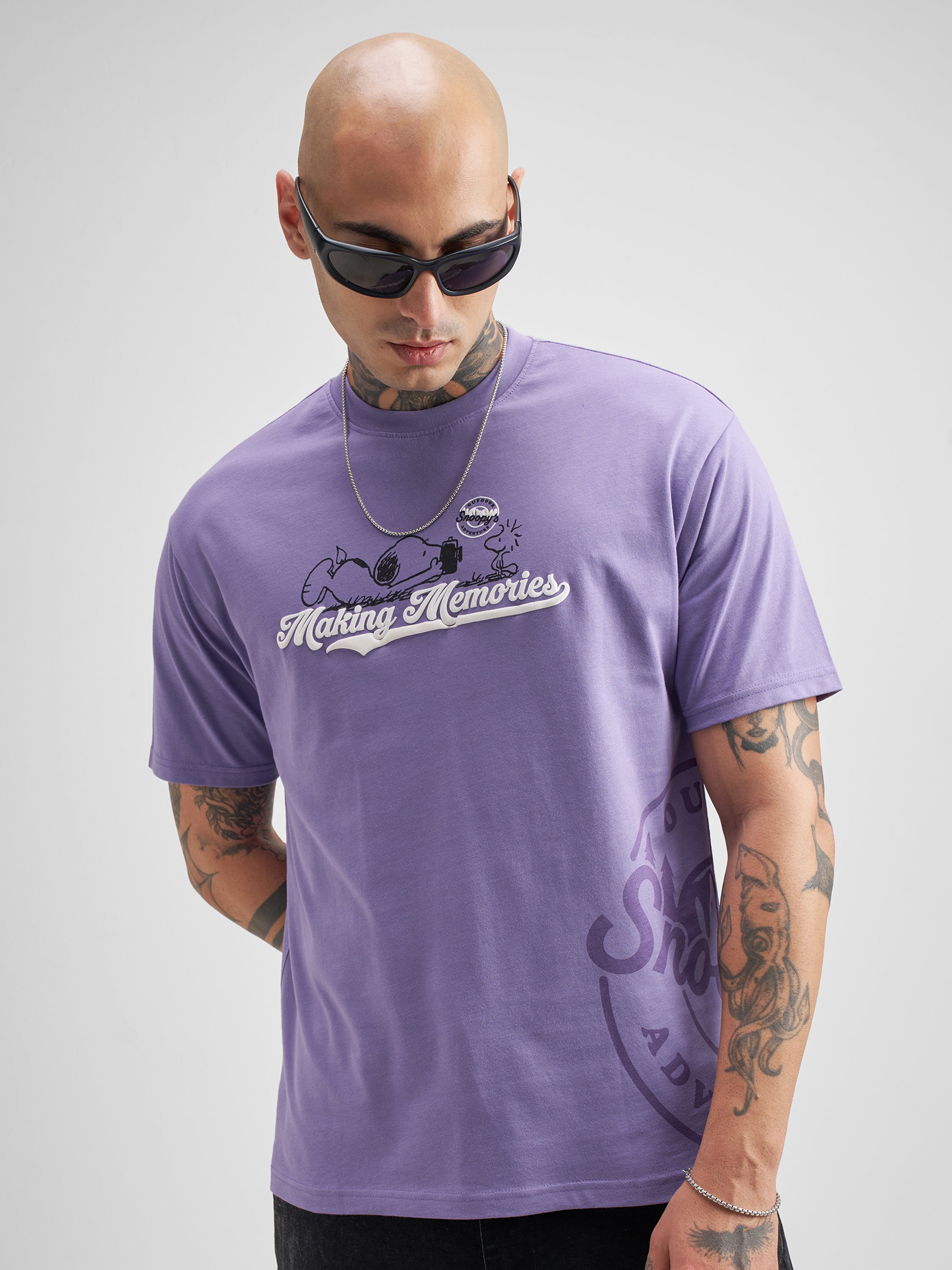 Highlander Men Purple Peanuts Printed Round Neck T-Shirt - Purple - Image 3