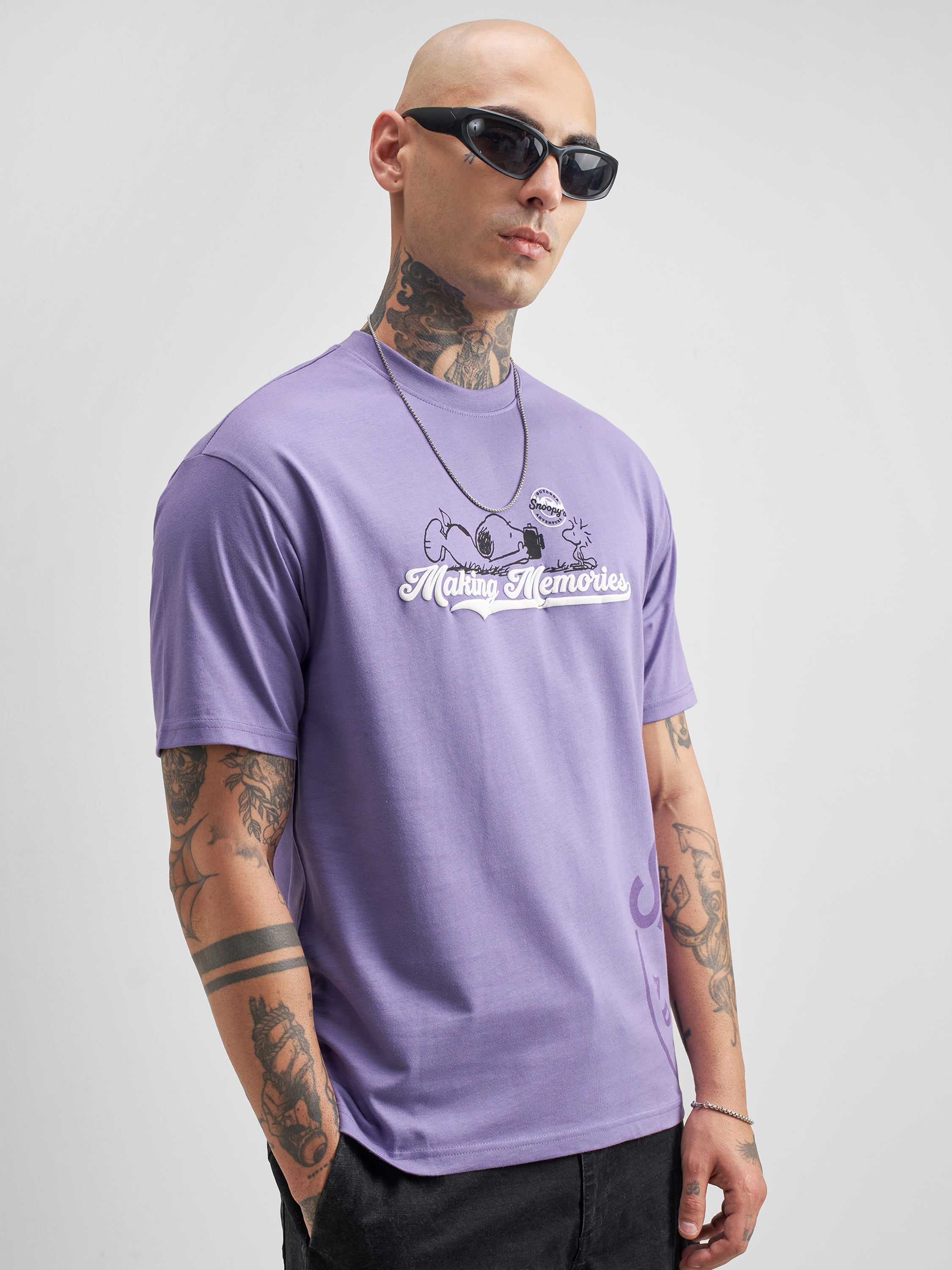 Highlander Men Purple Peanuts Printed Round Neck T-Shirt - Purple - Image 6