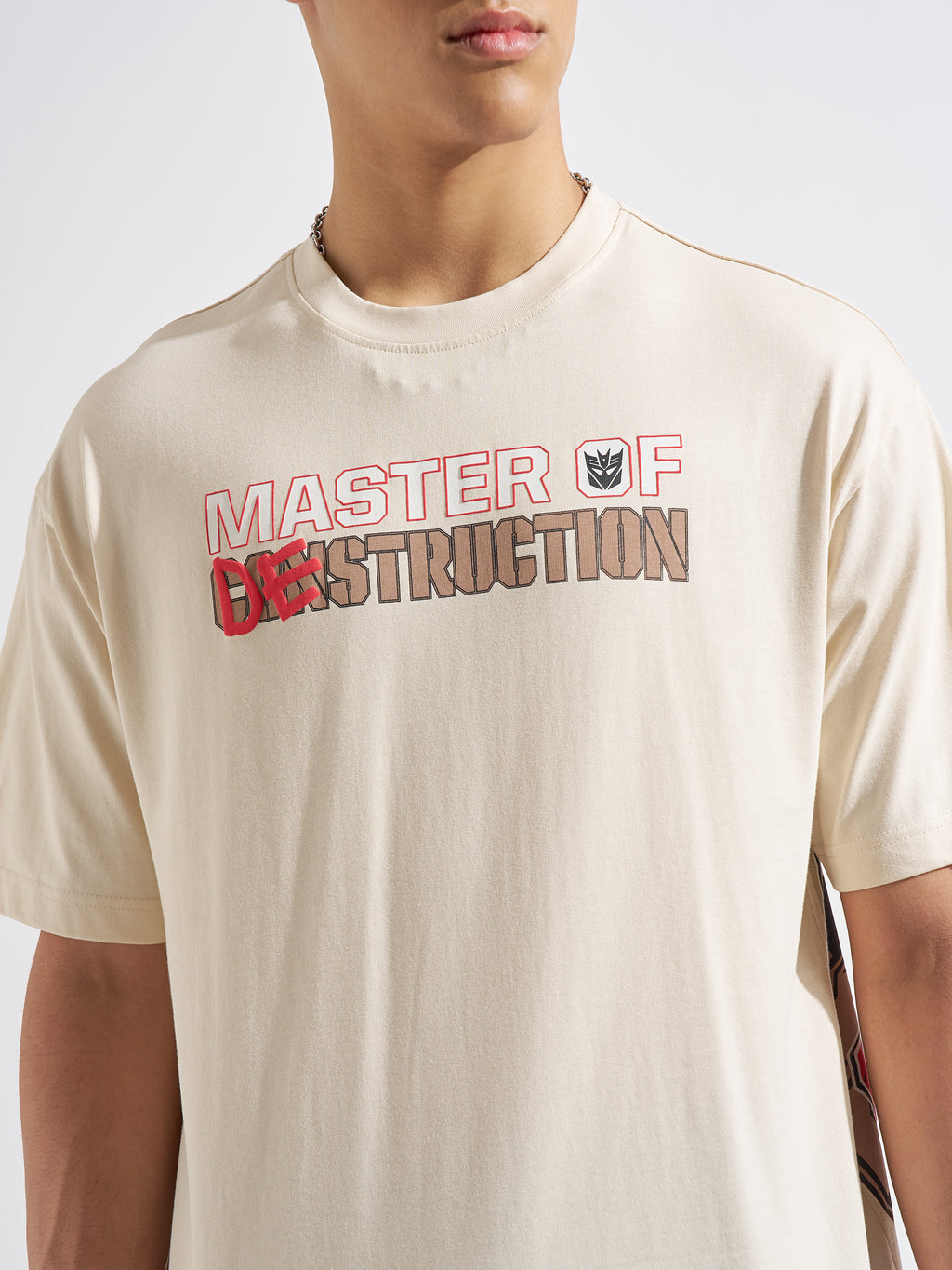 Highlander Men Beige Transformers Printed Round Neck T-Shirt