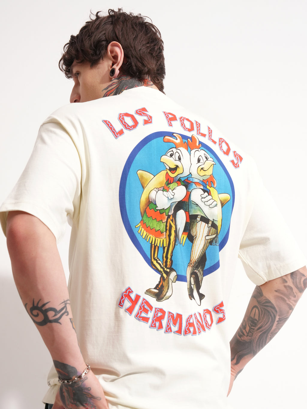 Highlander Men Beige Breaking Bad Printed Round Neck Oversized Fit T-Shirt - Beige - Image 1