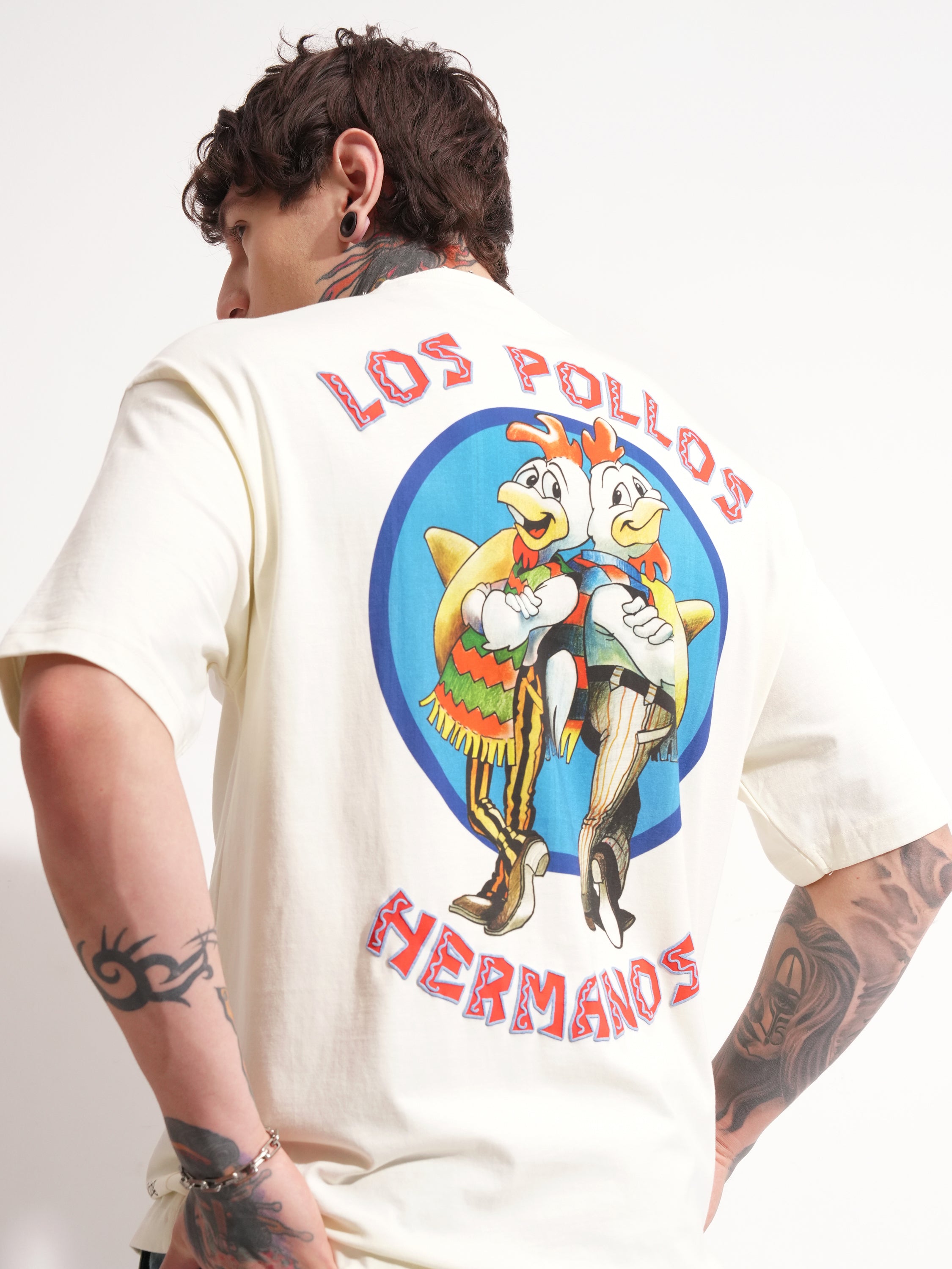 Highlander Men Beige Breaking Bad Printed Round Neck Oversized Fit T-Shirt - Beige - Image 1