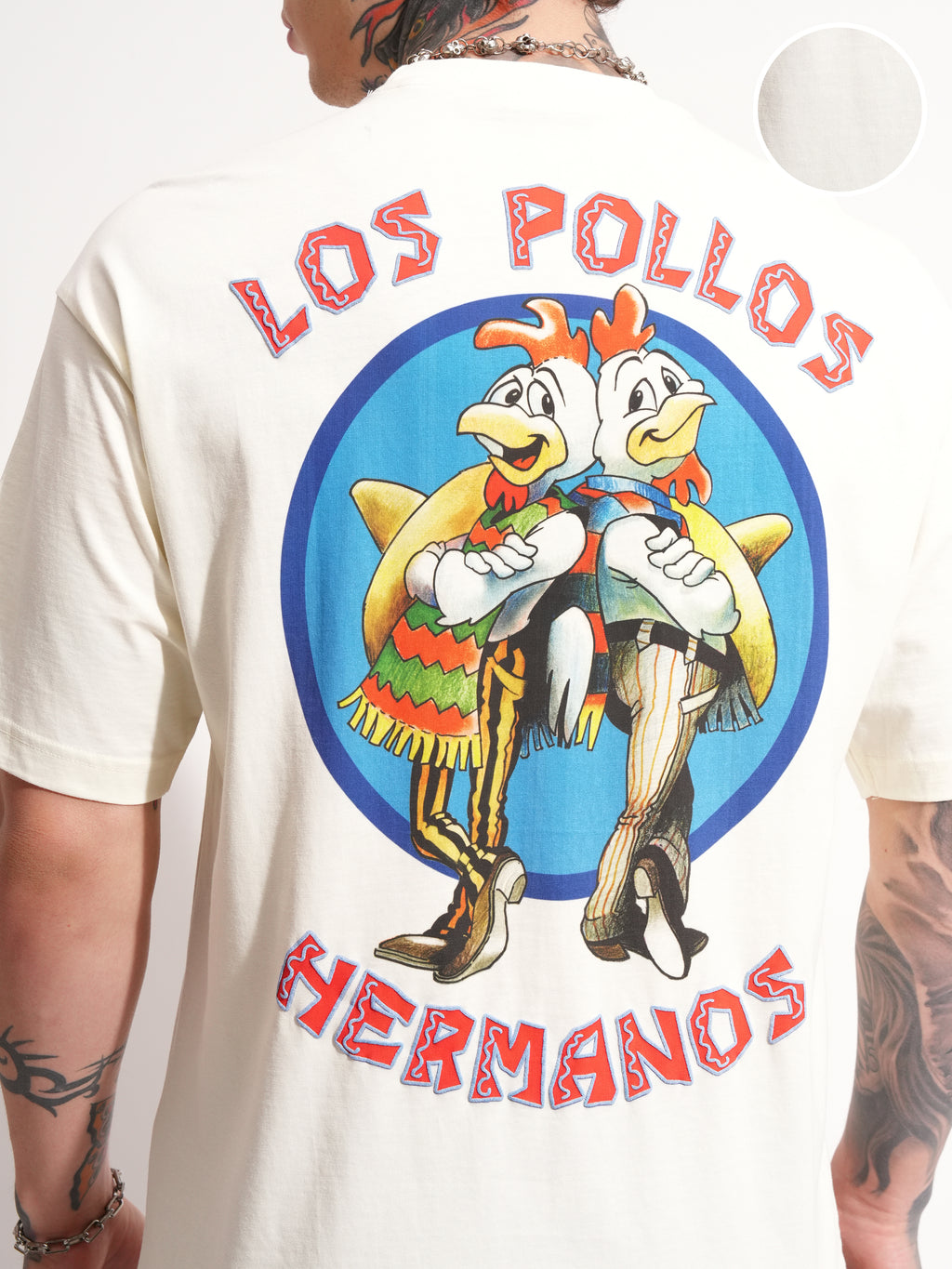 Highlander Men Beige Breaking Bad Printed Round Neck Oversized Fit T-Shirt - Beige - Image 5