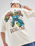 Highlander Men Off White Transformers Printed Round Neck Oversized Fit T-Shirt - Off White - Image 1