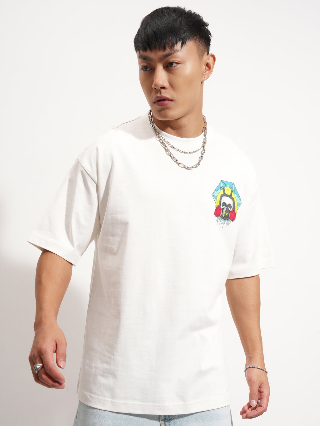 Highlander Men Off White Breaking Bad Printed Round Neck Oversized Fit T-Shirt - Off White - Image 3