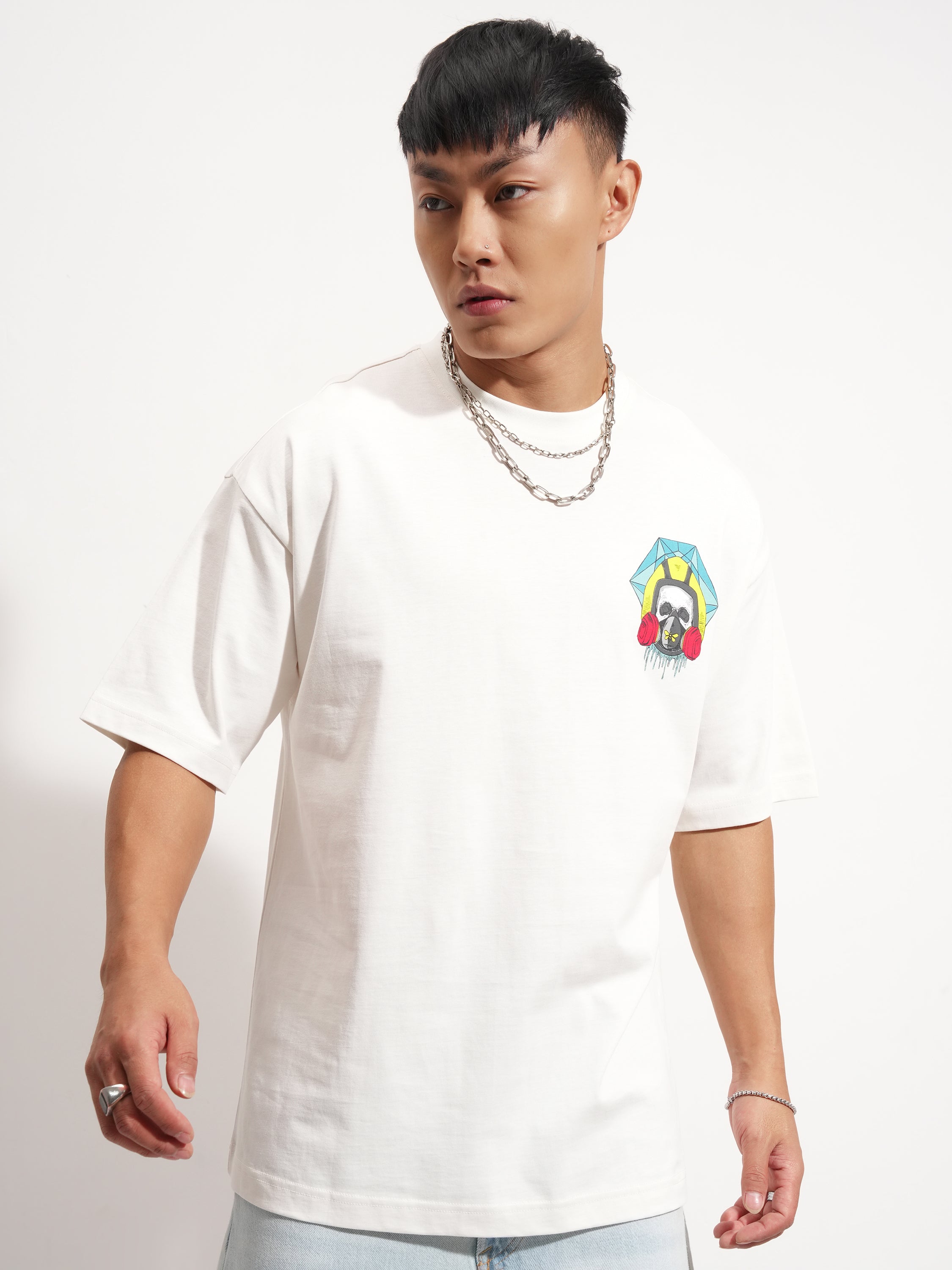 Highlander Men Off White Breaking Bad Printed Round Neck Oversized Fit T-Shirt - Off White - Image 3