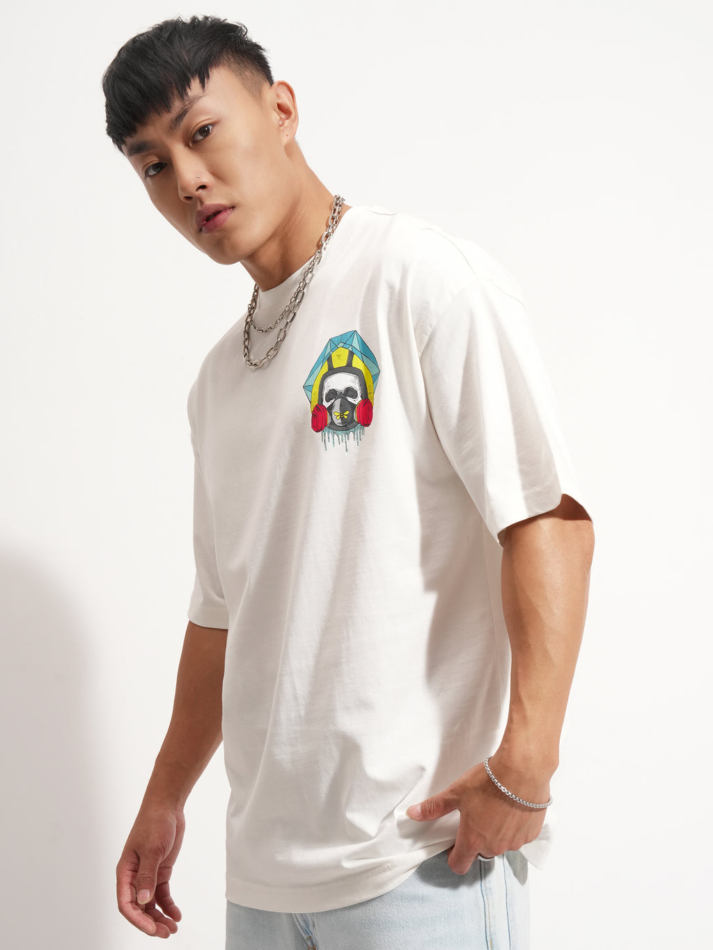 Highlander Men Off White Breaking Bad Printed Round Neck Oversized Fit T-Shirt - Off White - Image 4