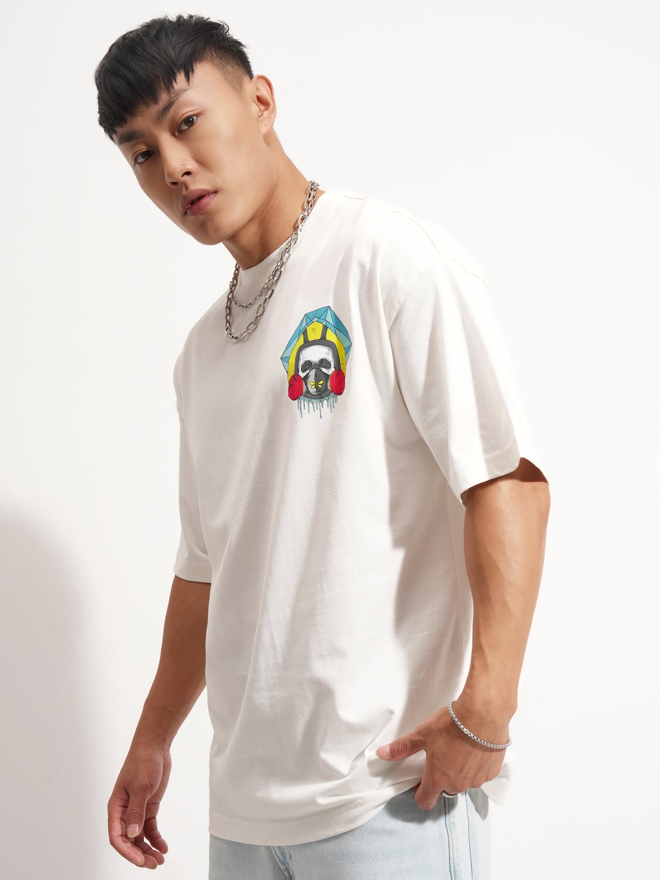 Highlander Men Off White Breaking Bad Printed Round Neck Oversized Fit T-Shirt - Off White - Image 4
