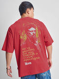 Highlander Men Red The Boys Printed Round Neck Oversized Fit T-Shirt - Red - Image 1