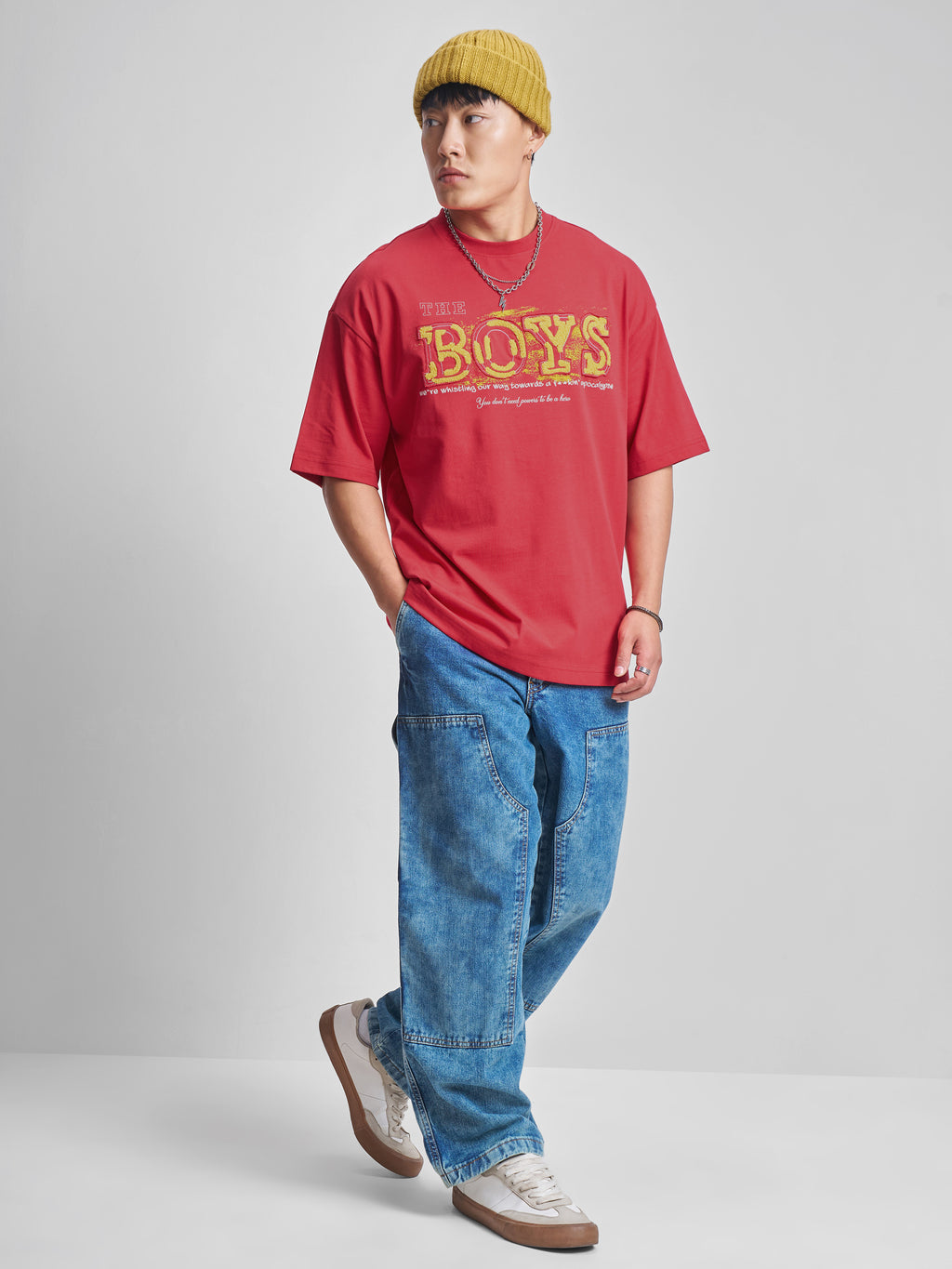 Highlander Men Red The Boys Printed Round Neck Oversized Fit T-Shirt - Red - Image 2