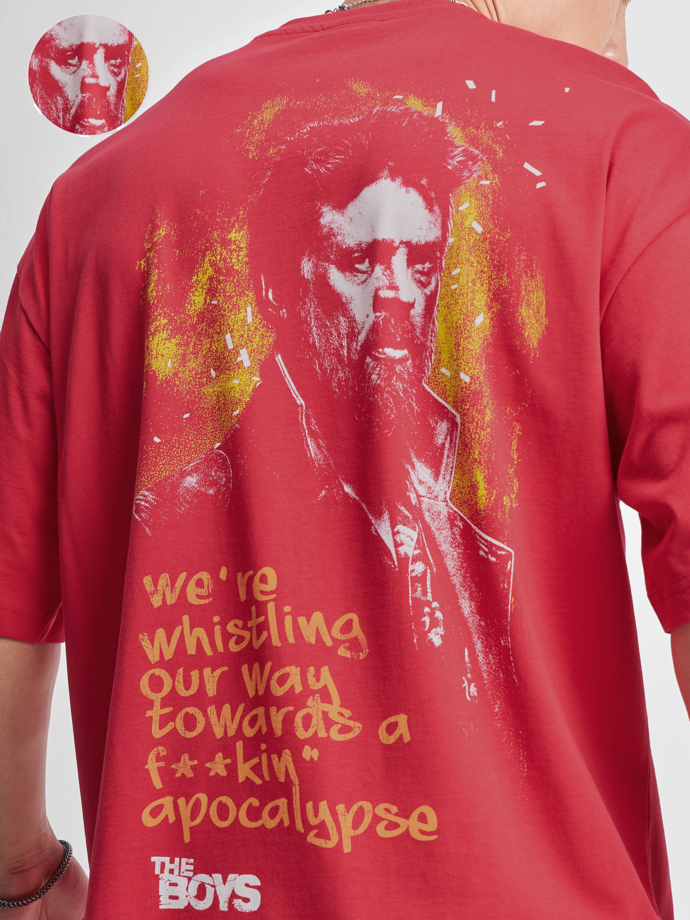 Highlander Men Red The Boys Printed Round Neck Oversized Fit T-Shirt - Red - Image 5