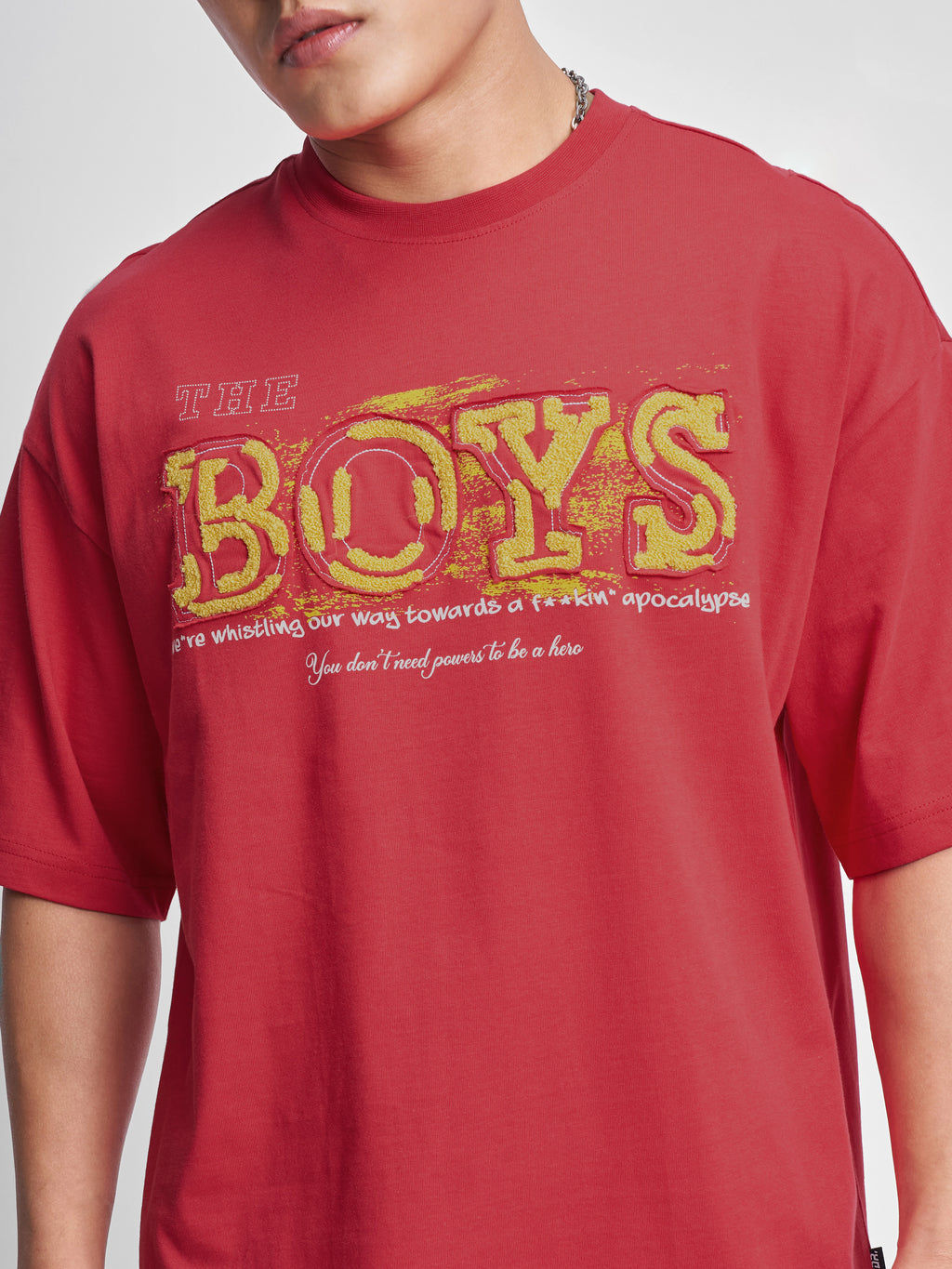 Highlander Men Red The Boys Printed Round Neck Oversized Fit T-Shirt - Red - Image 7