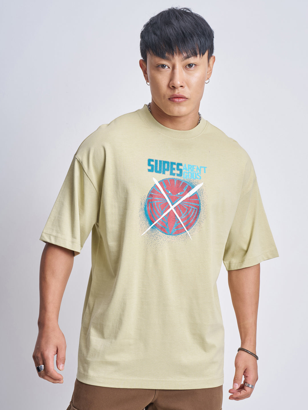 Highlander Men Nude The Boys Printed Round Neck Oversized Fit T-Shirt - Nude - Image 3