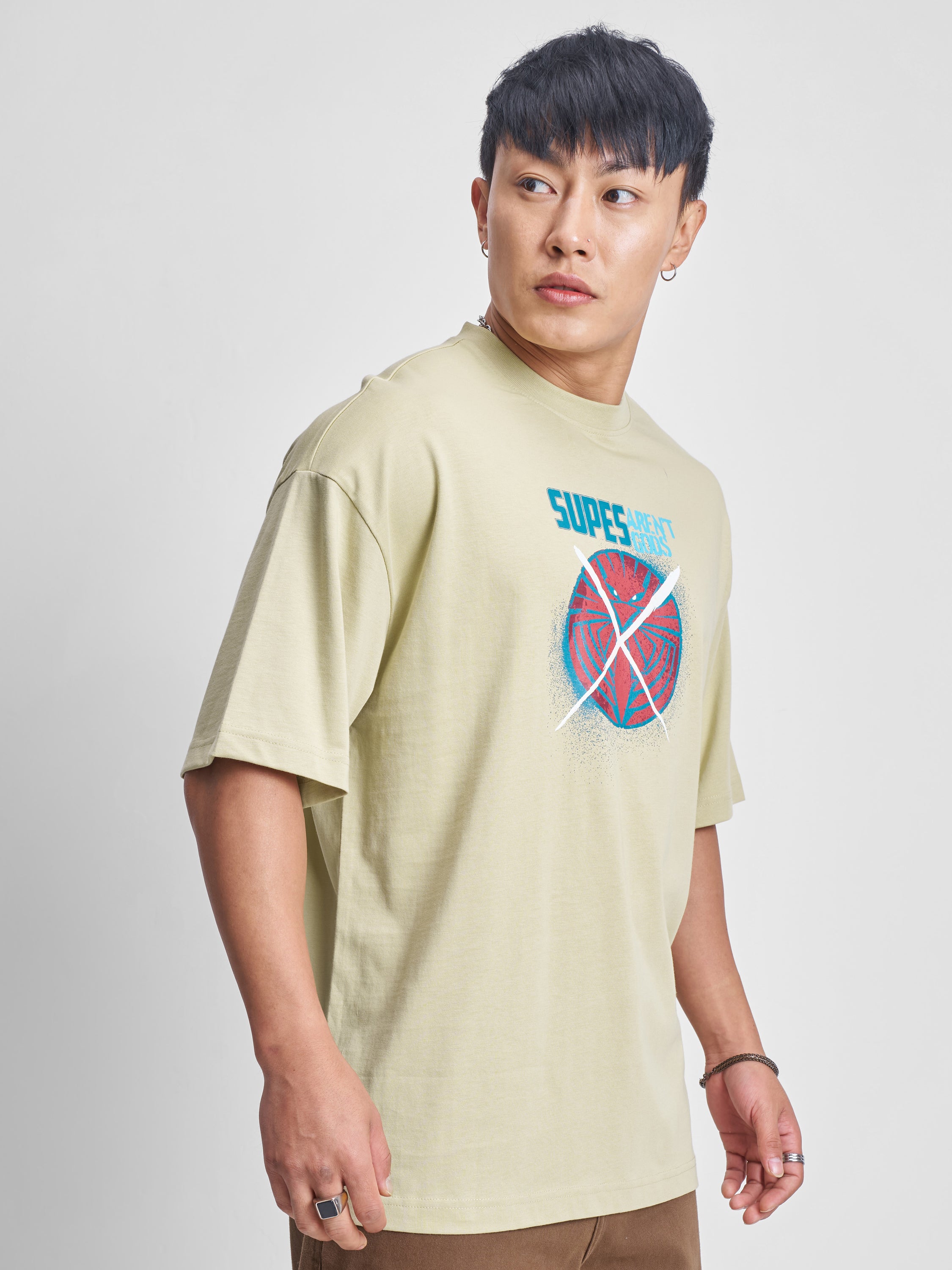 Highlander Men Nude The Boys Printed Round Neck Oversized Fit T-Shirt - Nude - Image 6