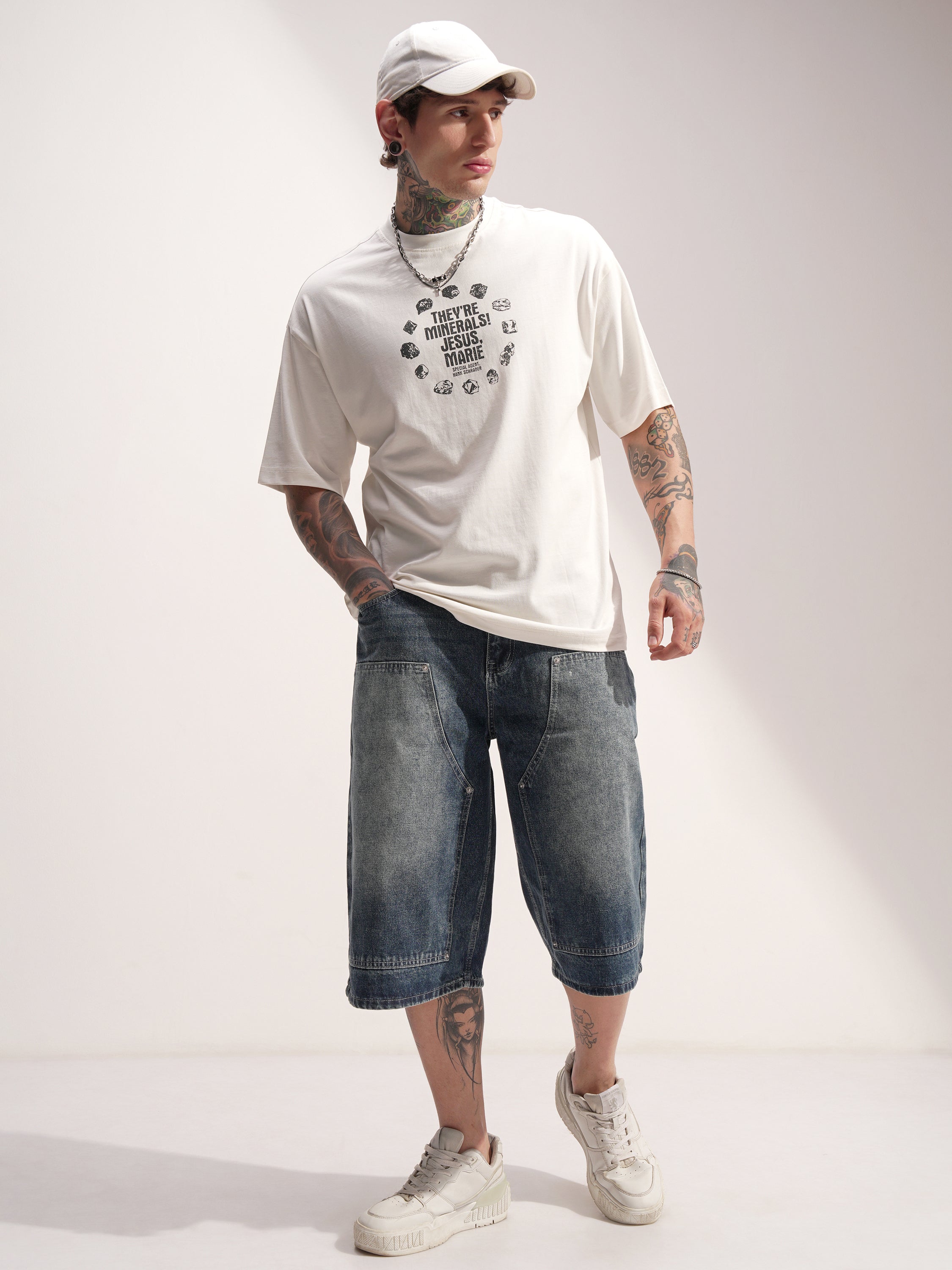 Highlander Men Off White Breaking Bad Printed Round Neck Oversized Fit T-Shirt - Off White - Image 2