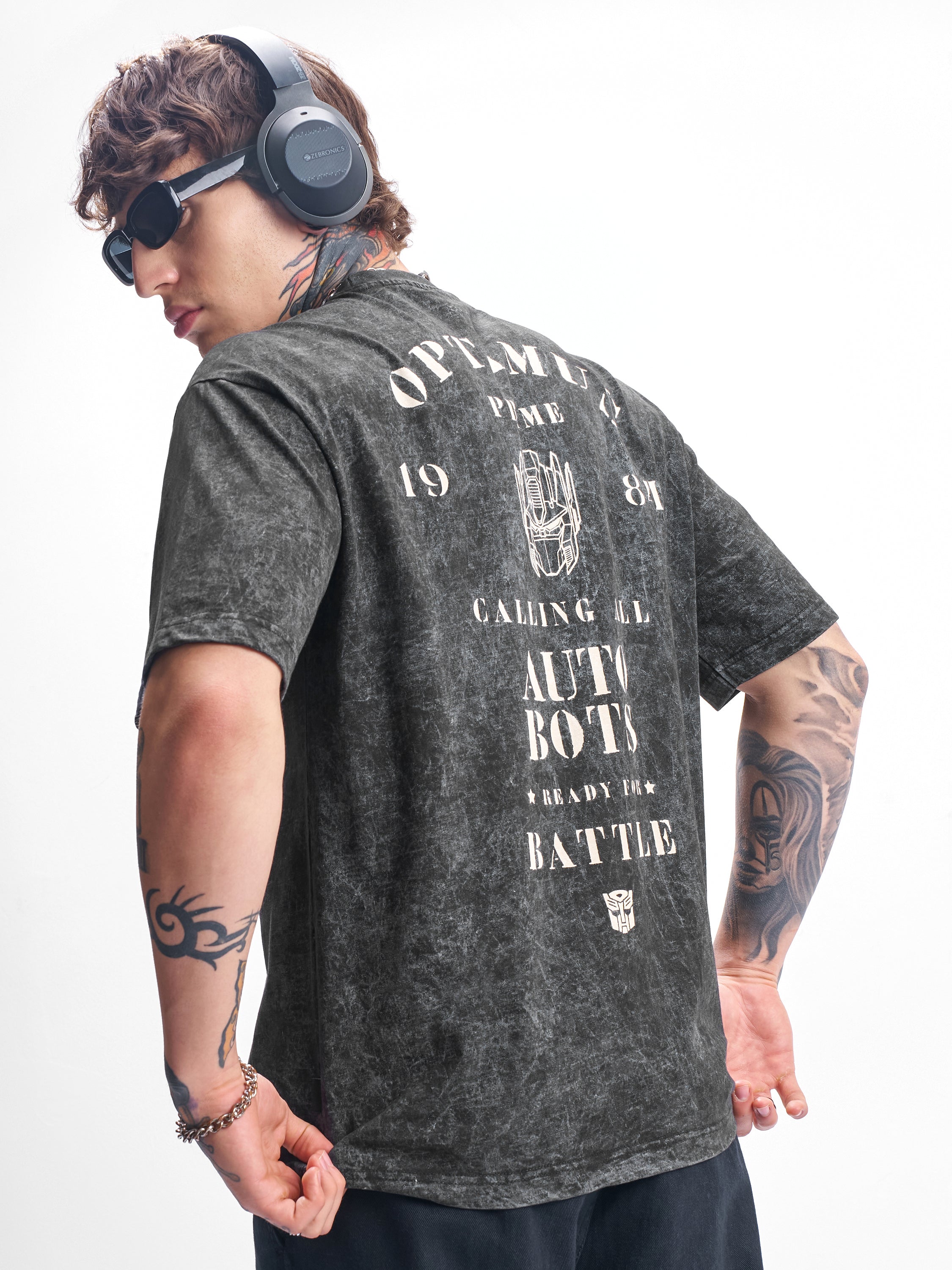 Highlander Men Black Transformers Printed Round Neck T-Shirt - Black - Image 1