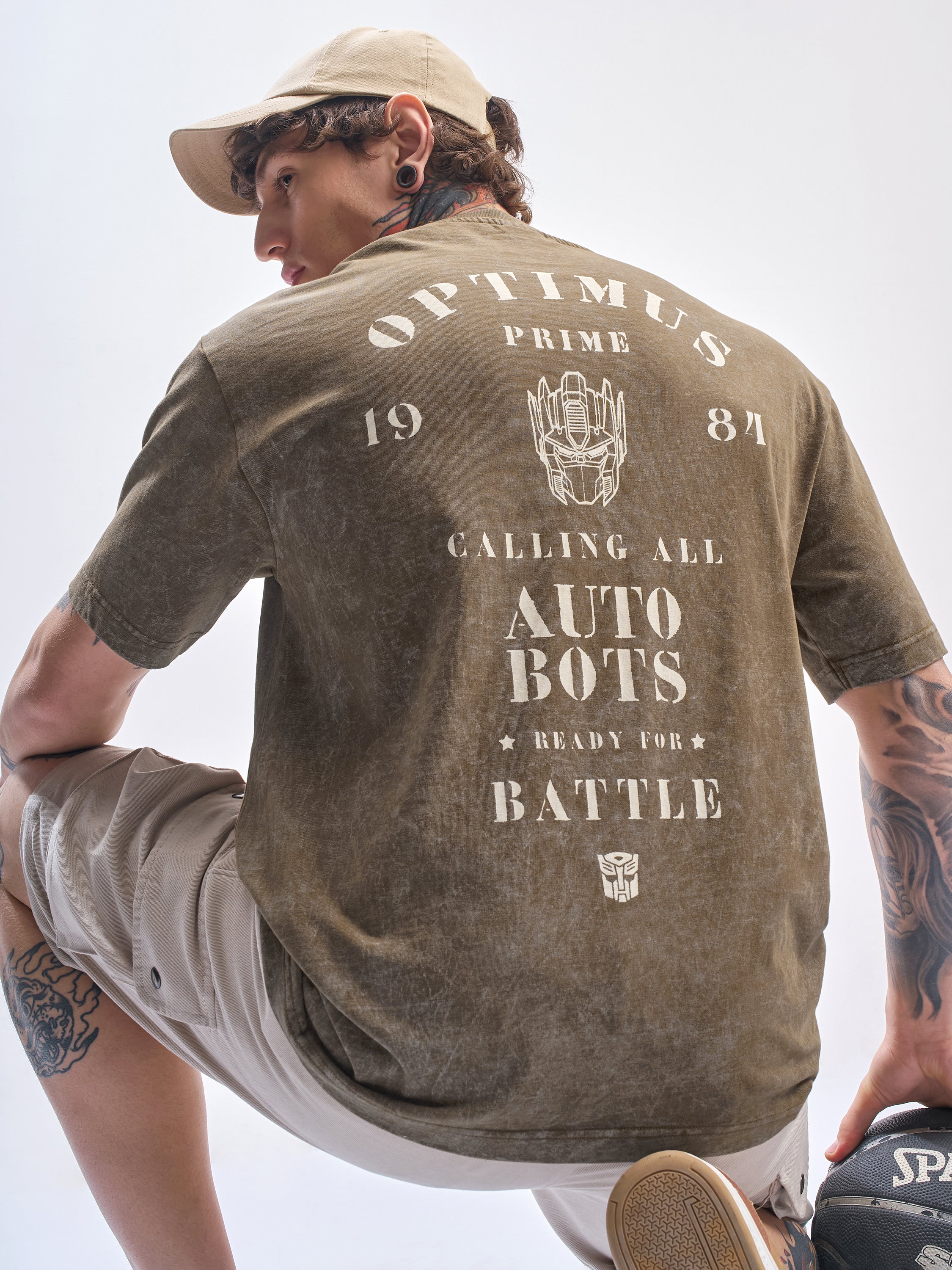 Highlander Men Khaki Transformers Printed Round Neck T-Shirt - Khaki - Image 1