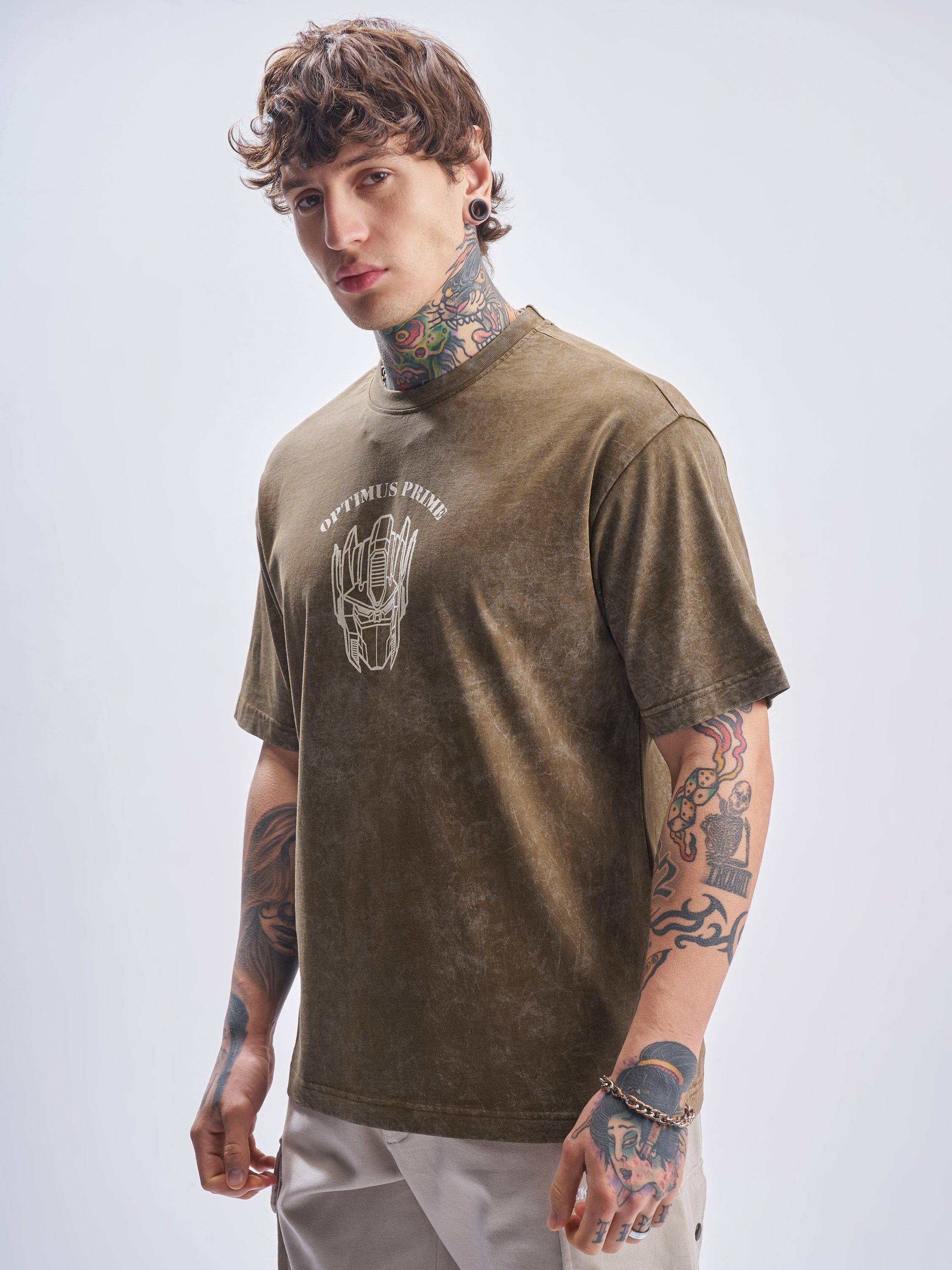 Highlander Men Khaki Transformers Printed Round Neck T-Shirt - Khaki - Image 4