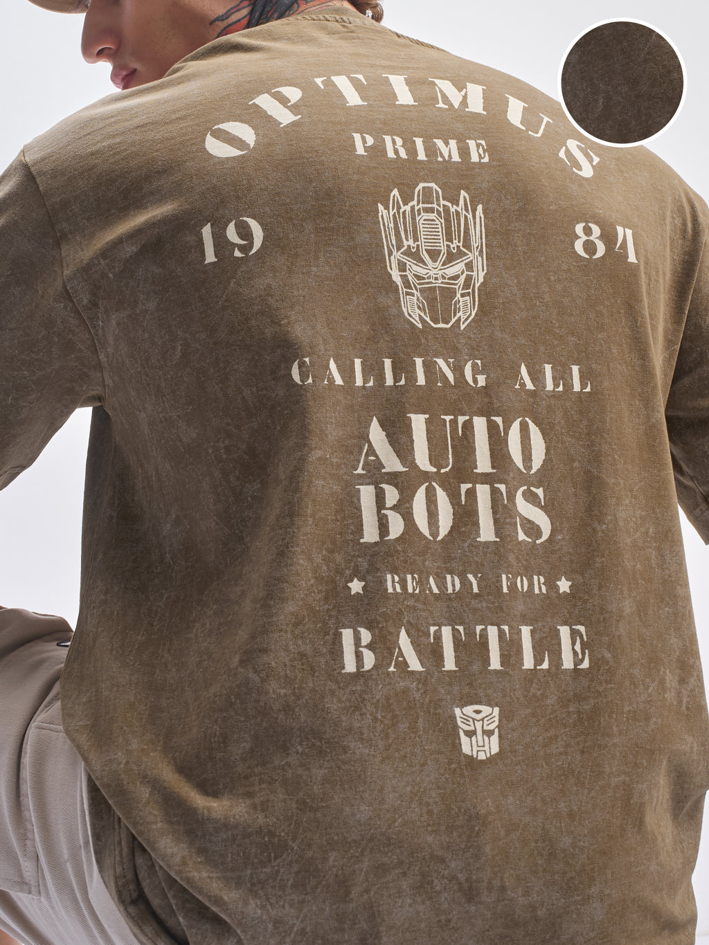 Highlander Men Khaki Transformers Printed Round Neck T-Shirt - Khaki - Image 5