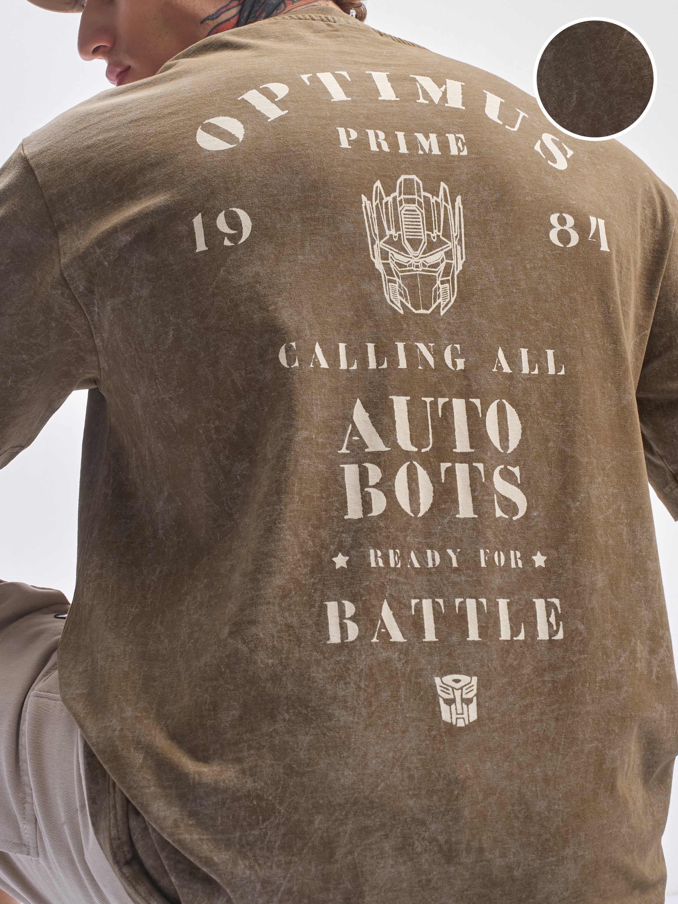 Highlander Men Khaki Transformers Printed Round Neck T-Shirt - Khaki - Image 5