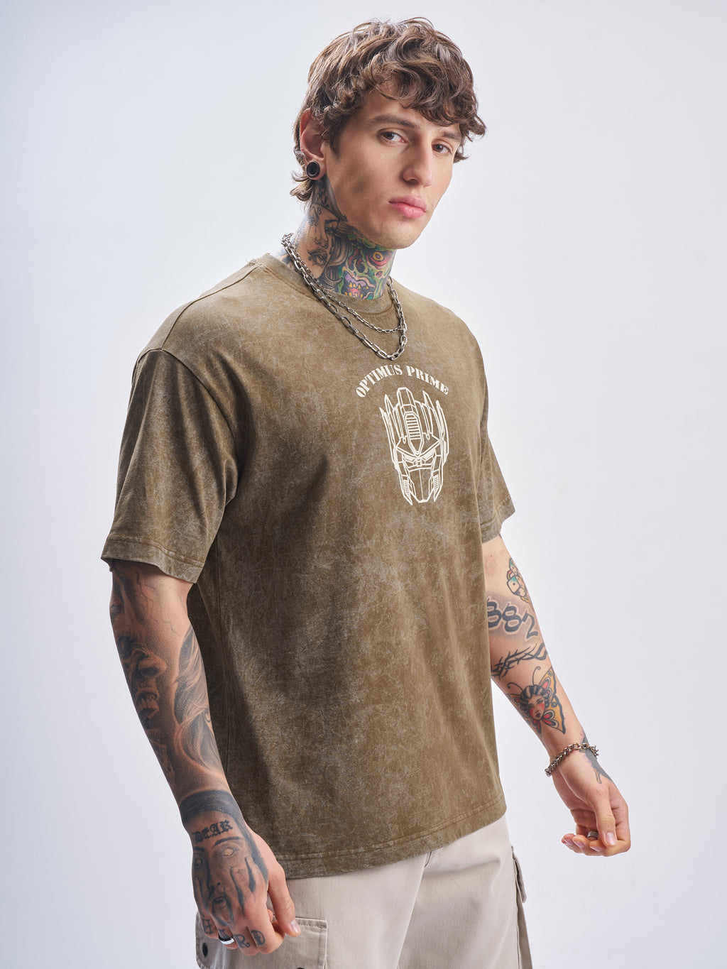Highlander Men Khaki Transformers Printed Round Neck T-Shirt - Khaki - Image 6