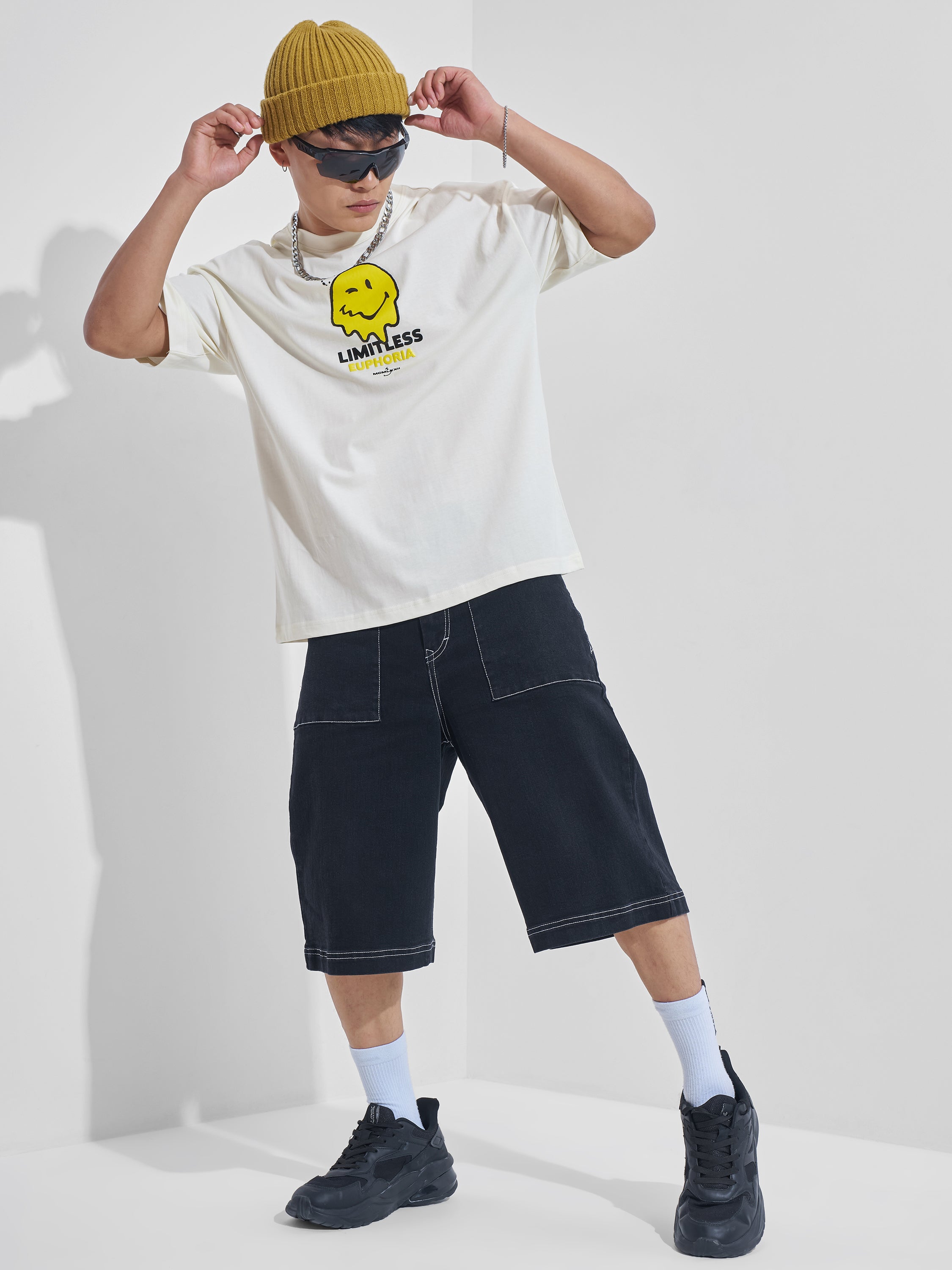 Highlander Men Off White SmileyWorld® Printed Round Neck Oversized Fit T-Shirt - Off White - Image 2