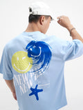 Highlander Men Blue SmileyWorldÂ® Printed Round Neck Oversized Fit T-Shirt - Blue - Image 1