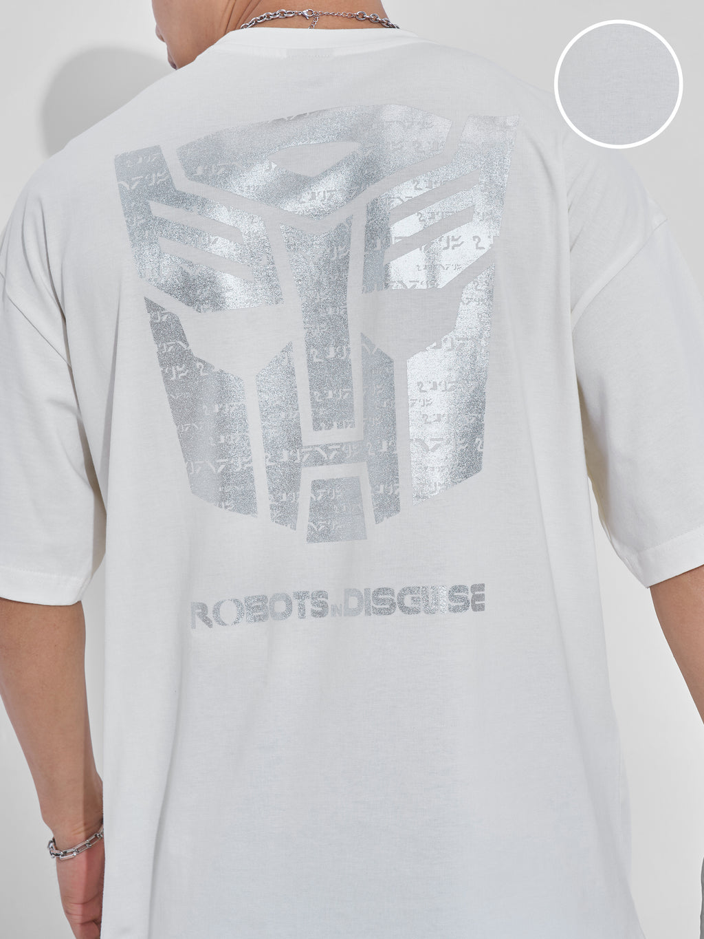 Highlander Men Off White Transformers Printed Round Neck Oversized Fit T-Shirt - Off White - Image 5