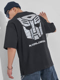 Highlander Men Black Transformers Printed Round Neck Oversized Fit T-Shirt - Black - Image 1