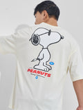 Highlander Men White Peanuts Printed Round Neck Oversized Fit T-Shirt - White - Image 1
