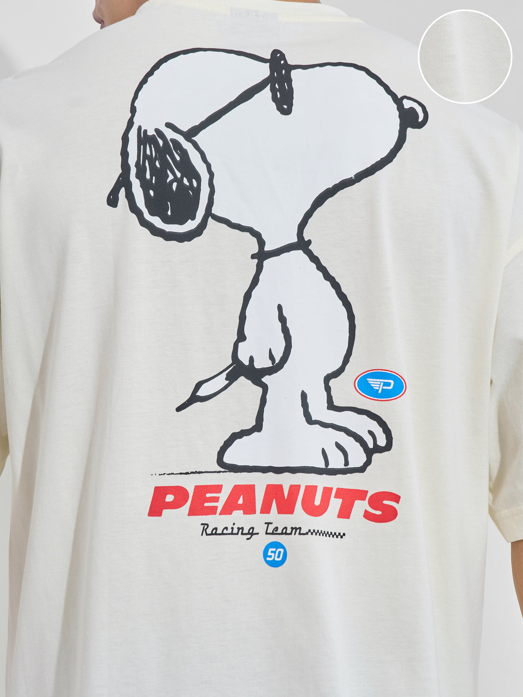 Highlander Men White Peanuts Printed Round Neck Oversized Fit T-Shirt - White - Image 5
