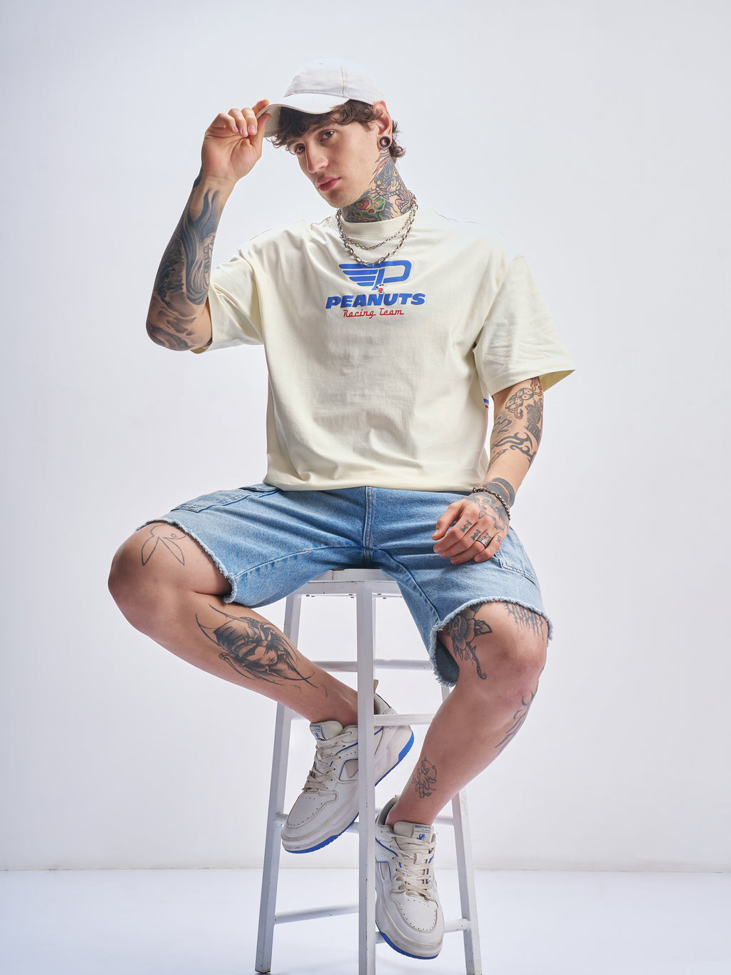 Highlander Men Beige Peanuts Printed Round Neck Oversized Fit T-Shirt - Beige - Image 2