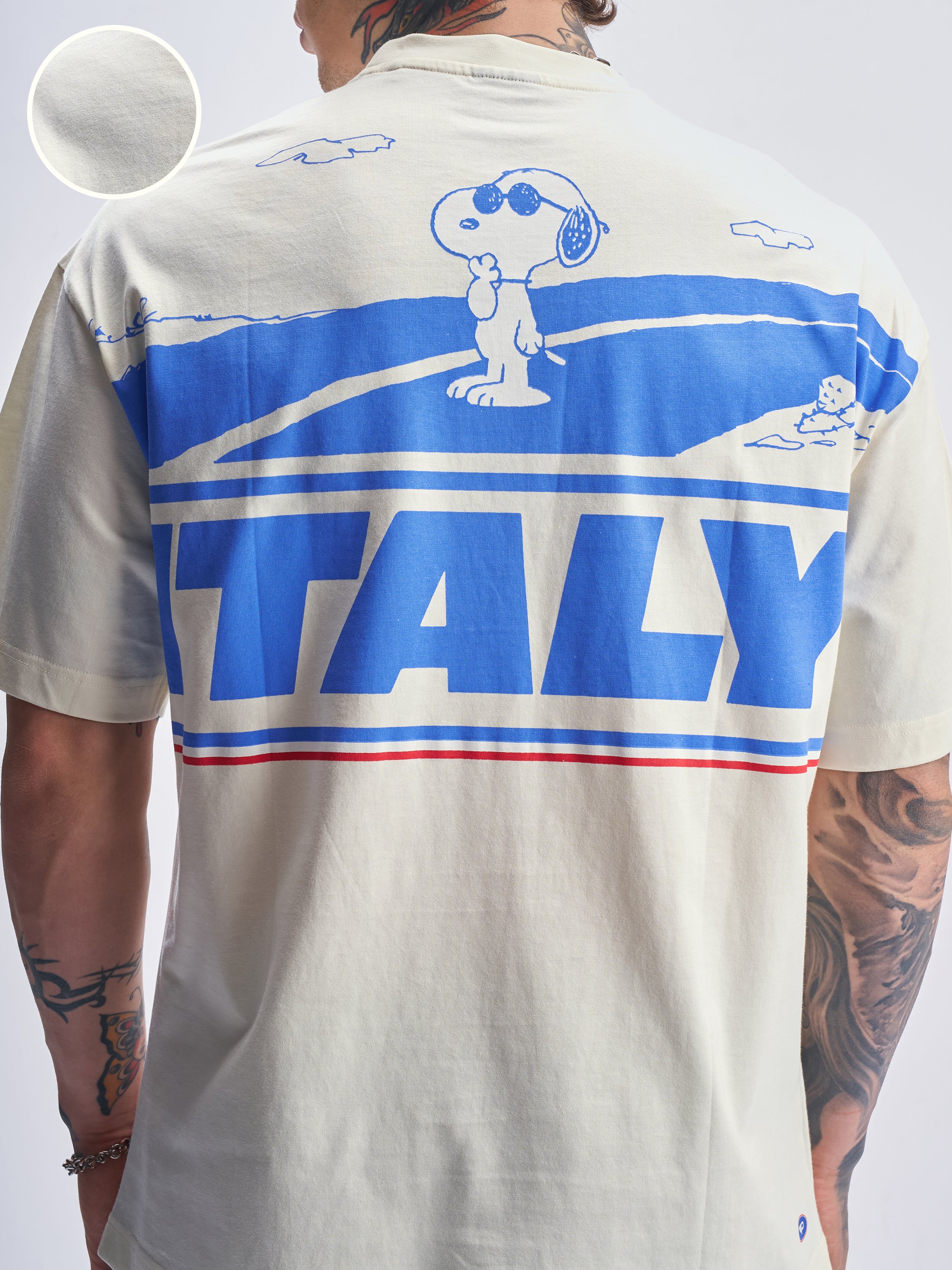 Highlander Men Beige Peanuts Printed Round Neck Oversized Fit T-Shirt - Beige - Image 5