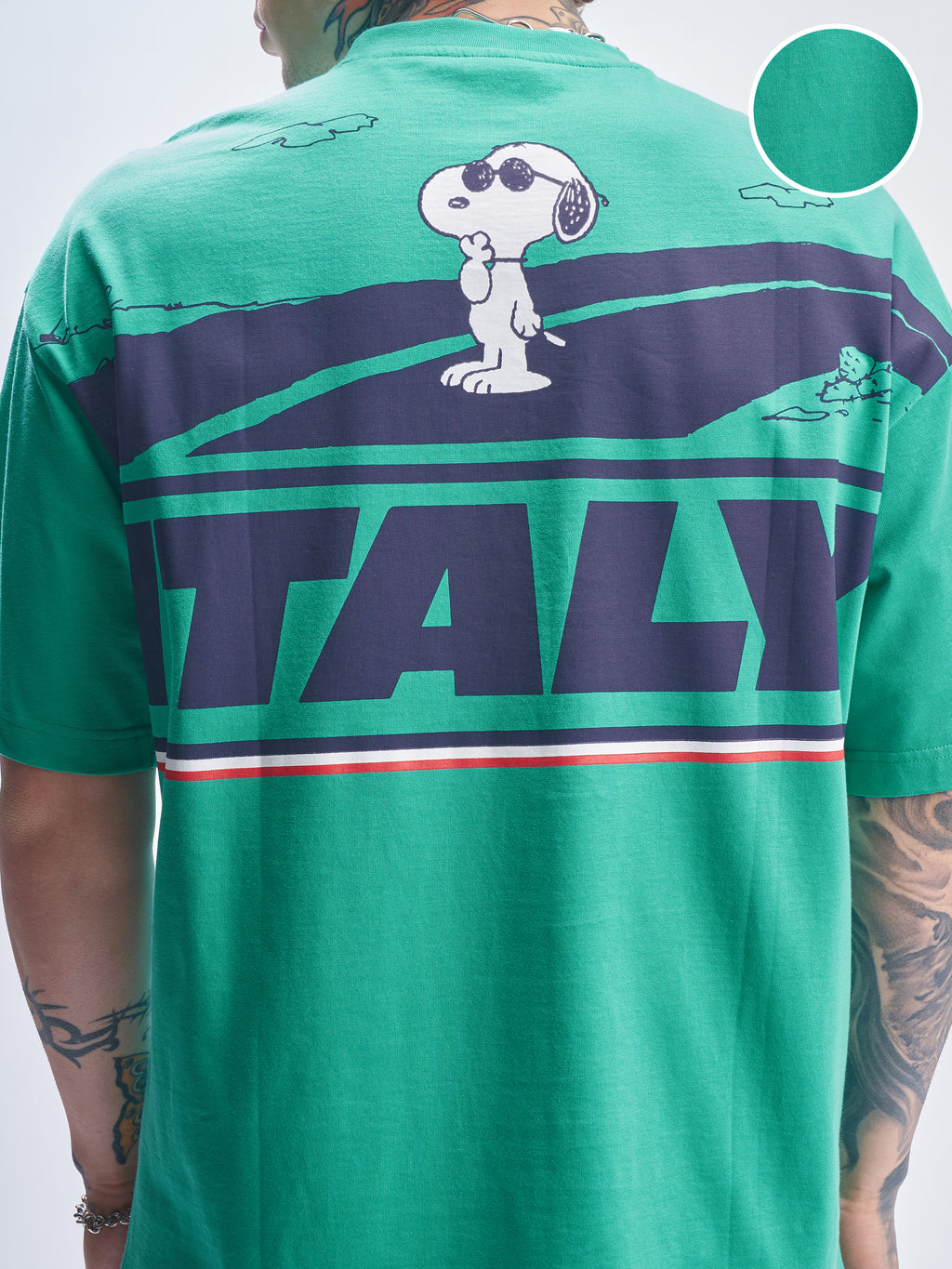 Highlander Men Turquoise Peanuts Printed Round Neck Oversized Fit T-Shirt - Turquoise - Image 5
