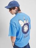Highlander Men Blue Peanuts Printed Round Neck Oversized Fit T-Shirt - Blue - Image 1
