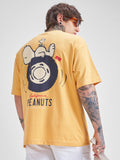 Highlander Men Yellow Peanuts Printed Round Neck Oversized Fit T-Shirt - Yellow - Image 1
