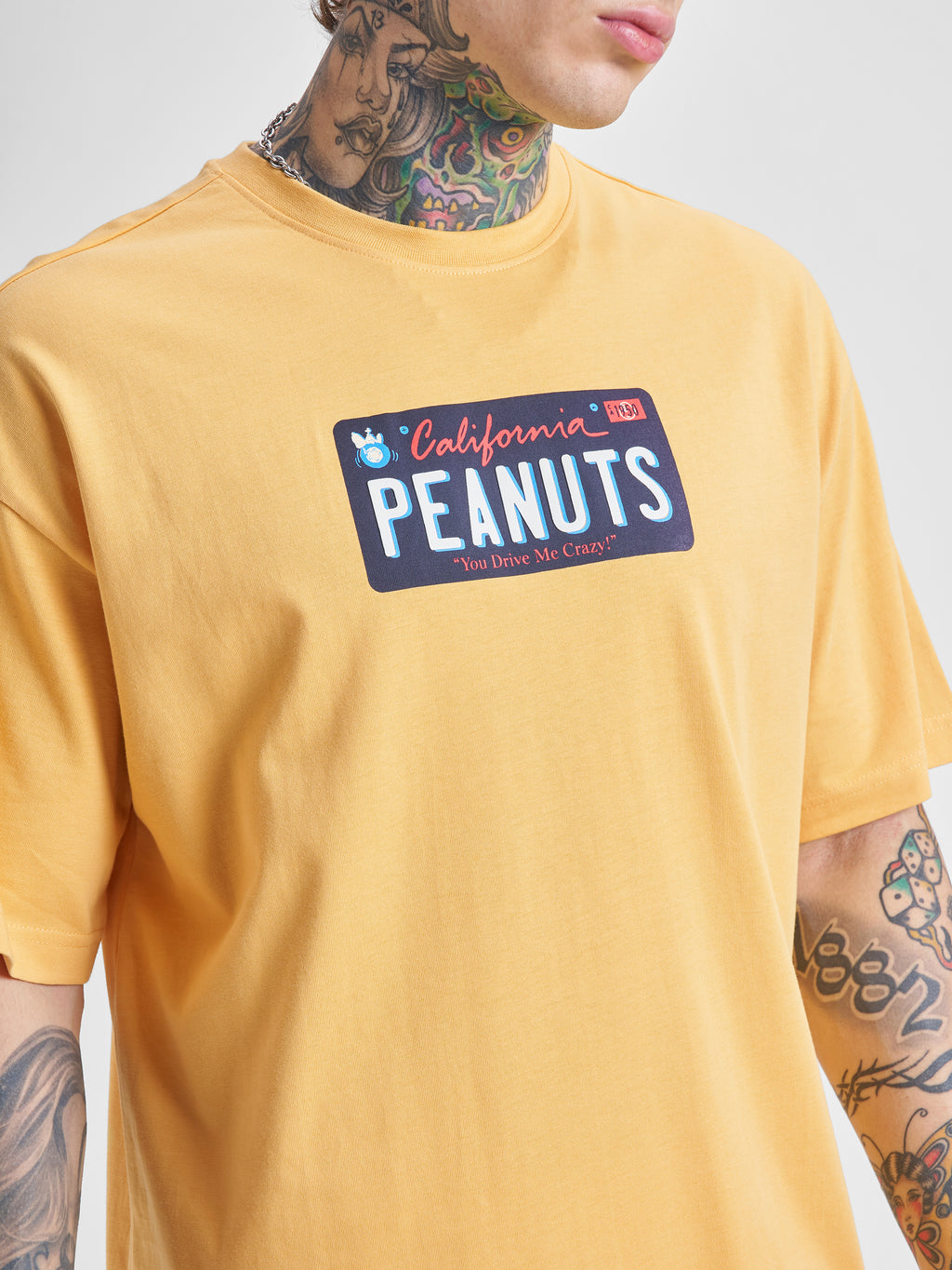 Highlander Men Yellow Peanuts Printed Round Neck Oversized Fit T-Shirt - Yellow - Image 7