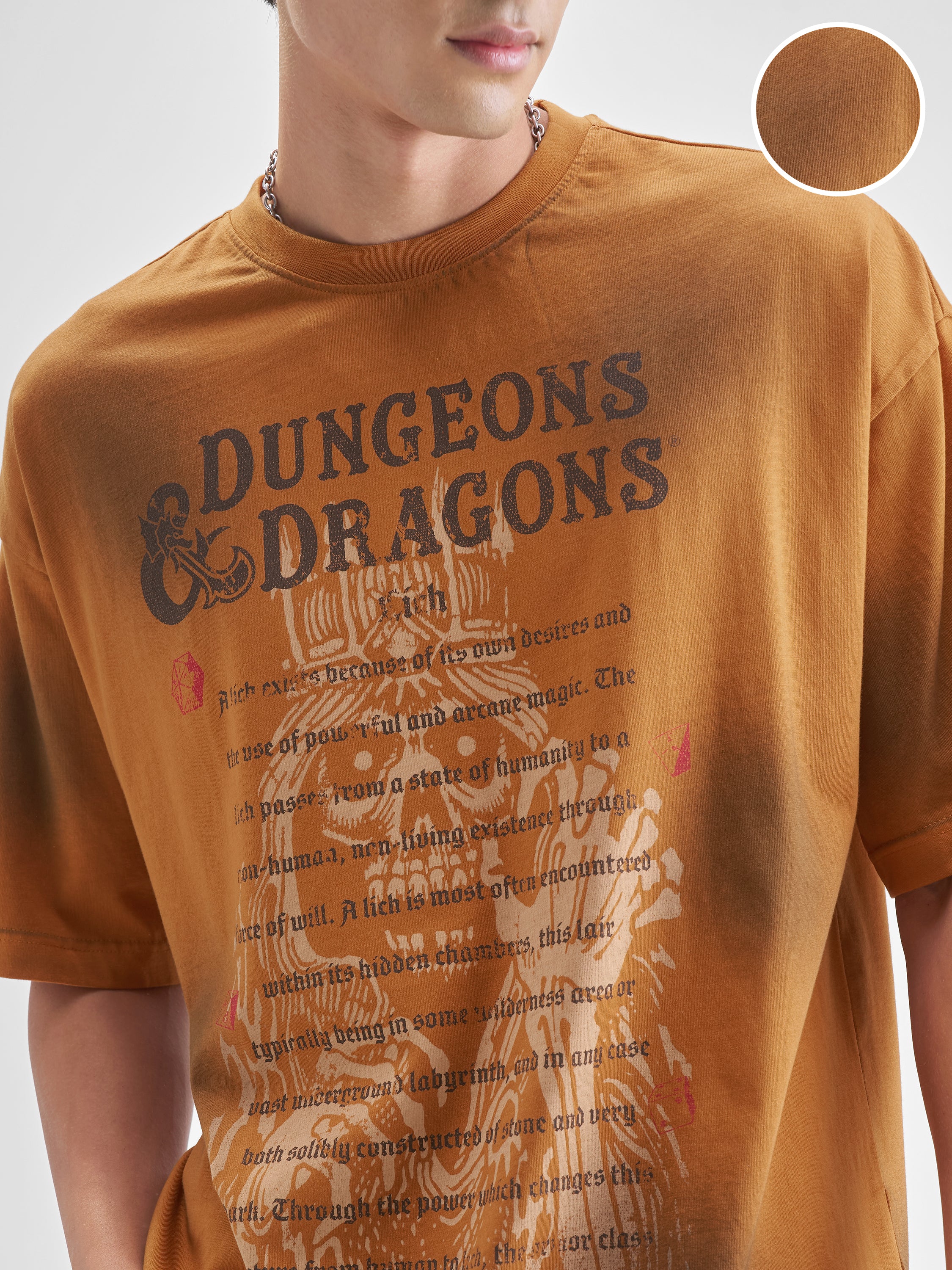 Highlander Men Rust Dungeons And Dragons Printed Round Neck Oversized Fit T-Shirt - Rust - Image 5