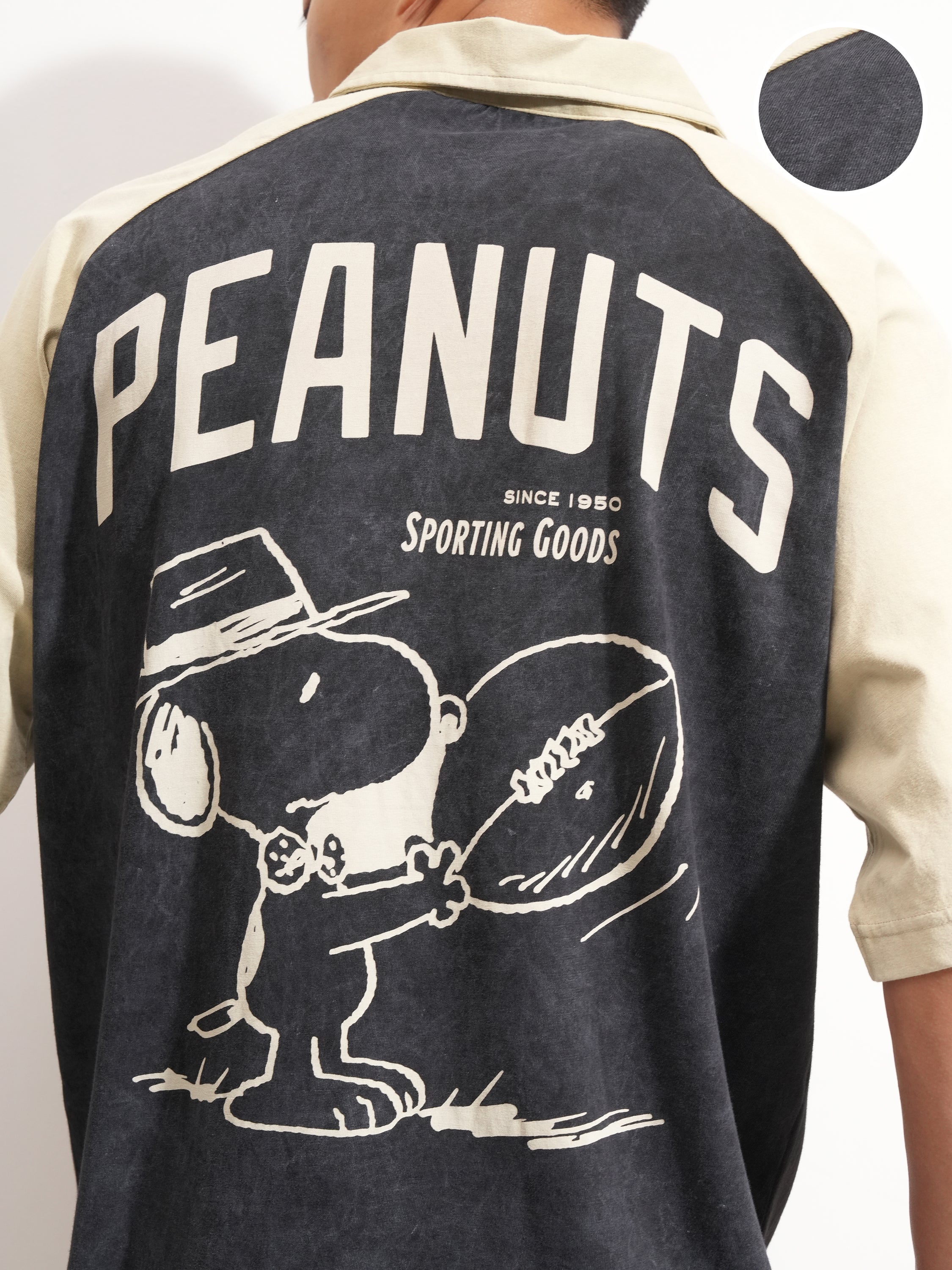 Highlander Men Black Peanuts Printed Polo Collar T-Shirt - Black - Image 5