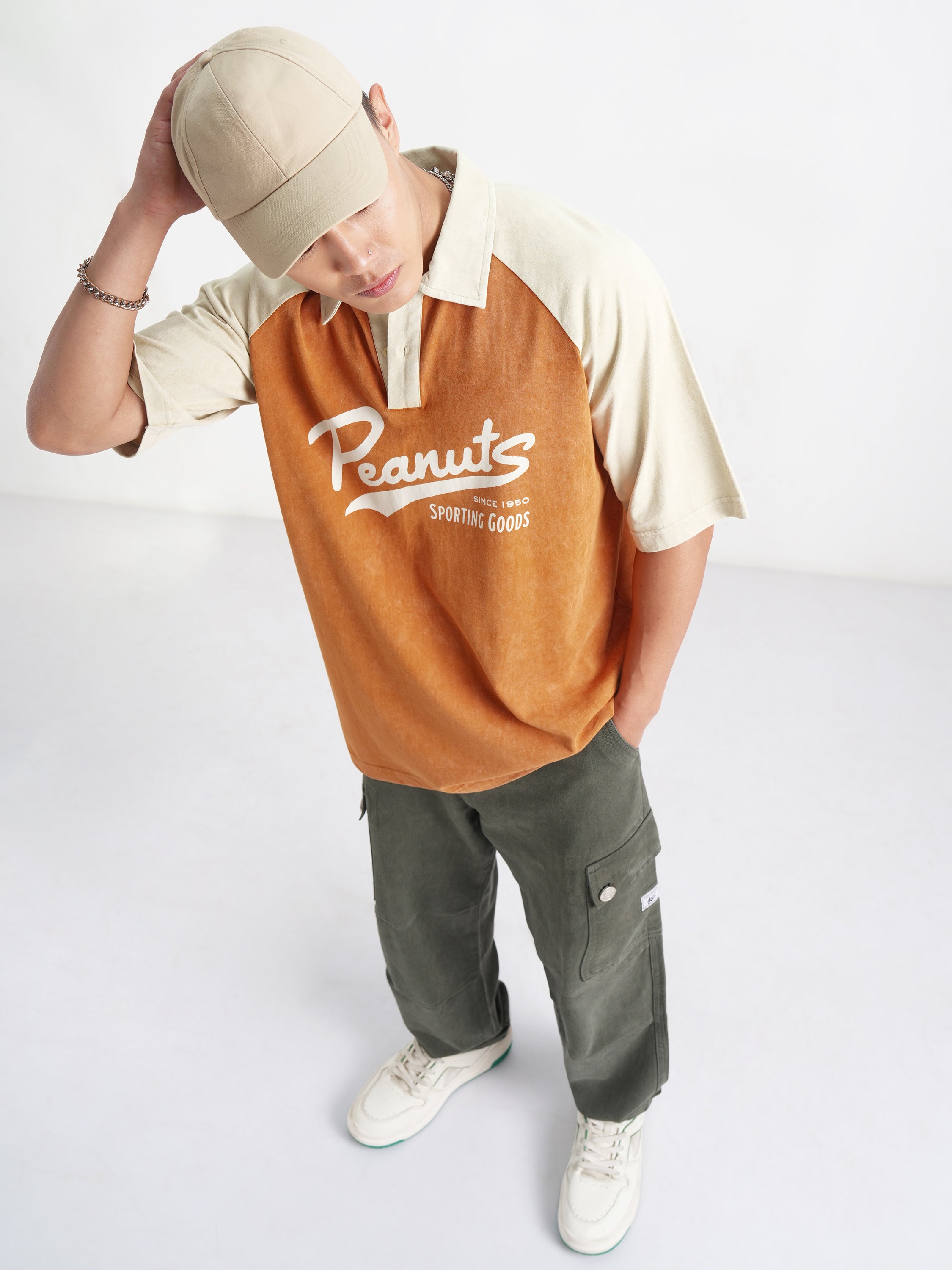 Highlander Men Rust Peanuts Printed Polo Collar T-Shirt - Rust - Image 2
