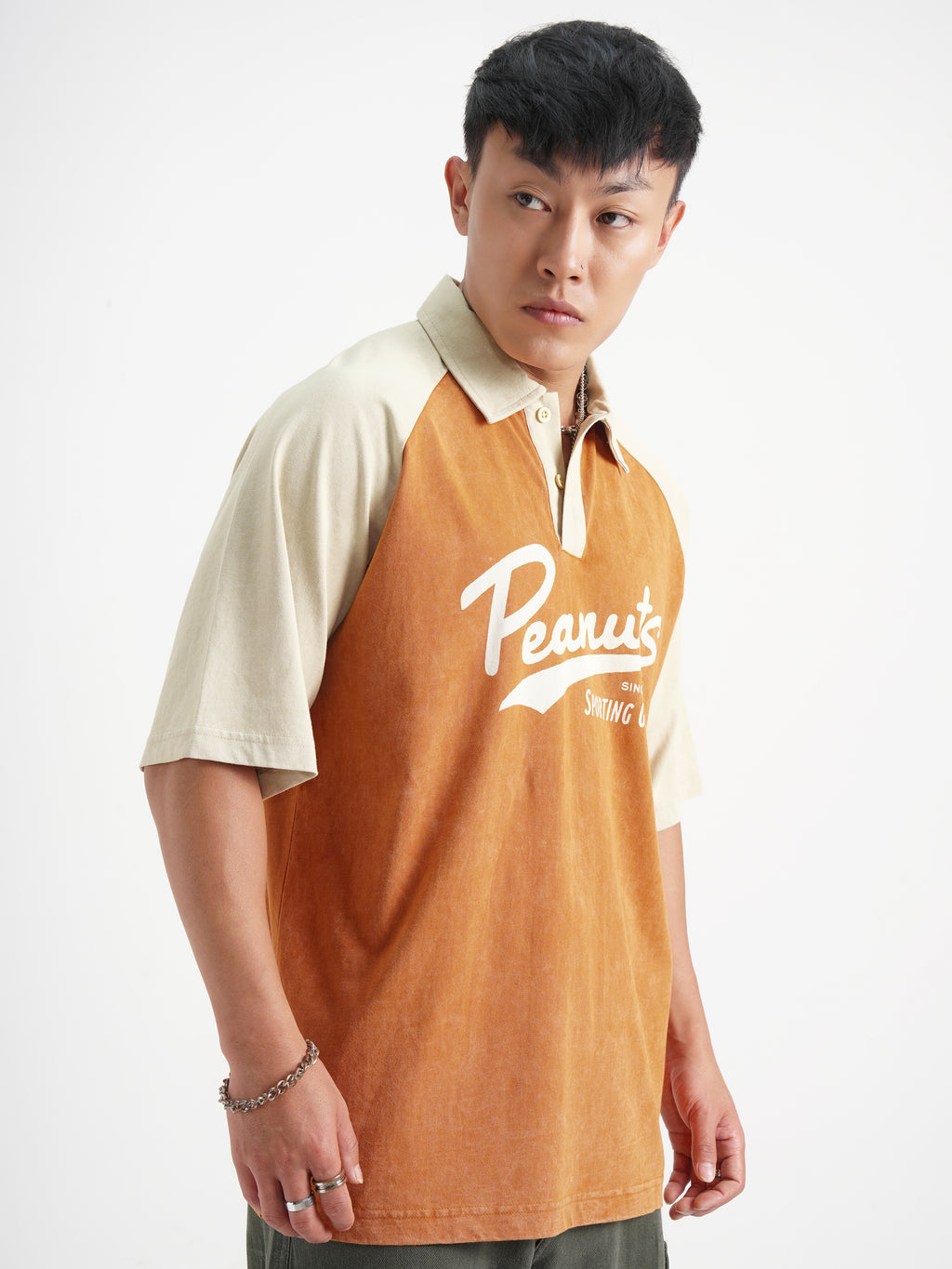 Highlander Men Rust Peanuts Printed Polo Collar T-Shirt - Rust - Image 6