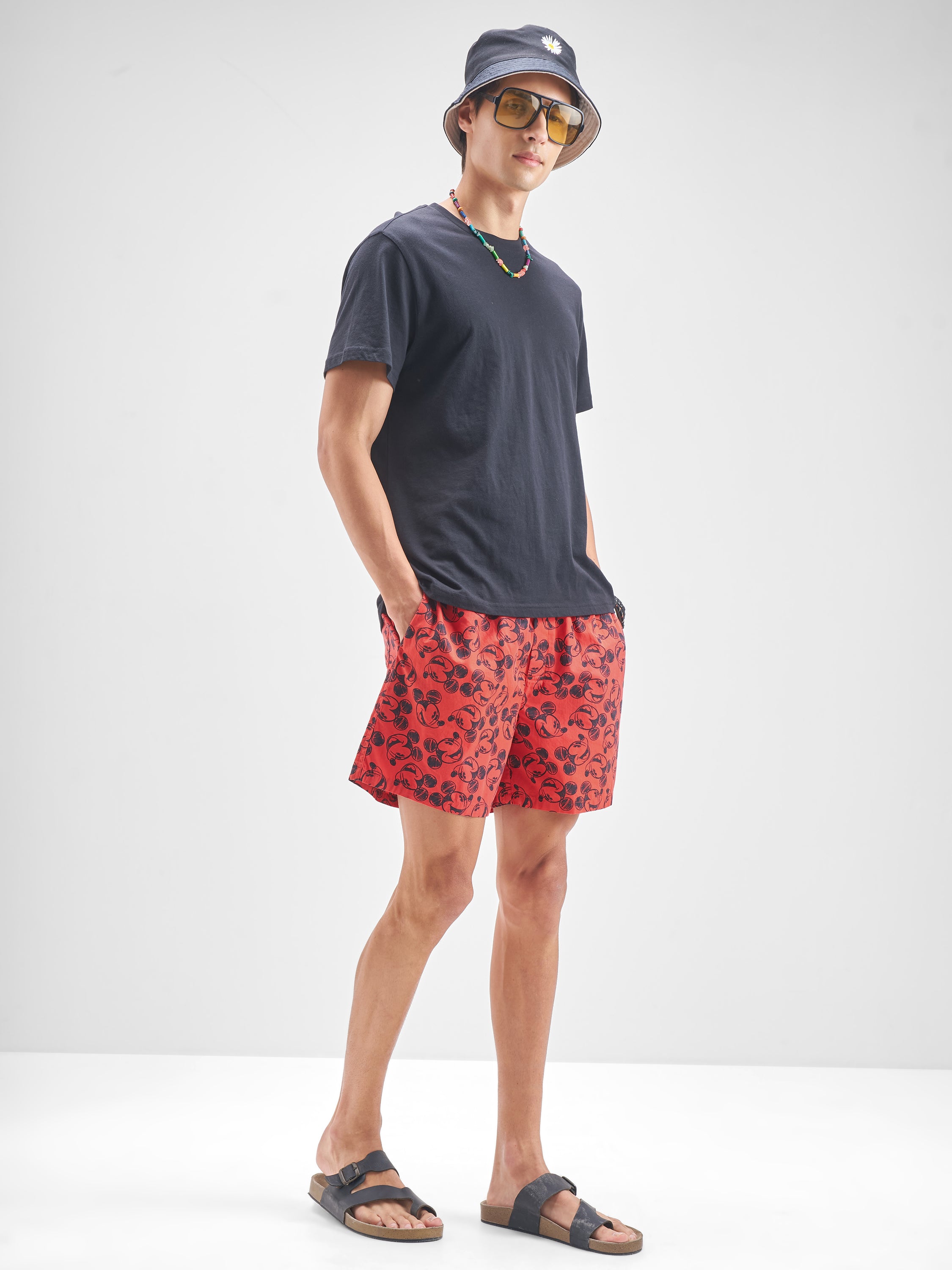 Disney By Highlander Men Red Mickey Mouse Cotton Boxers - Red - Image 2