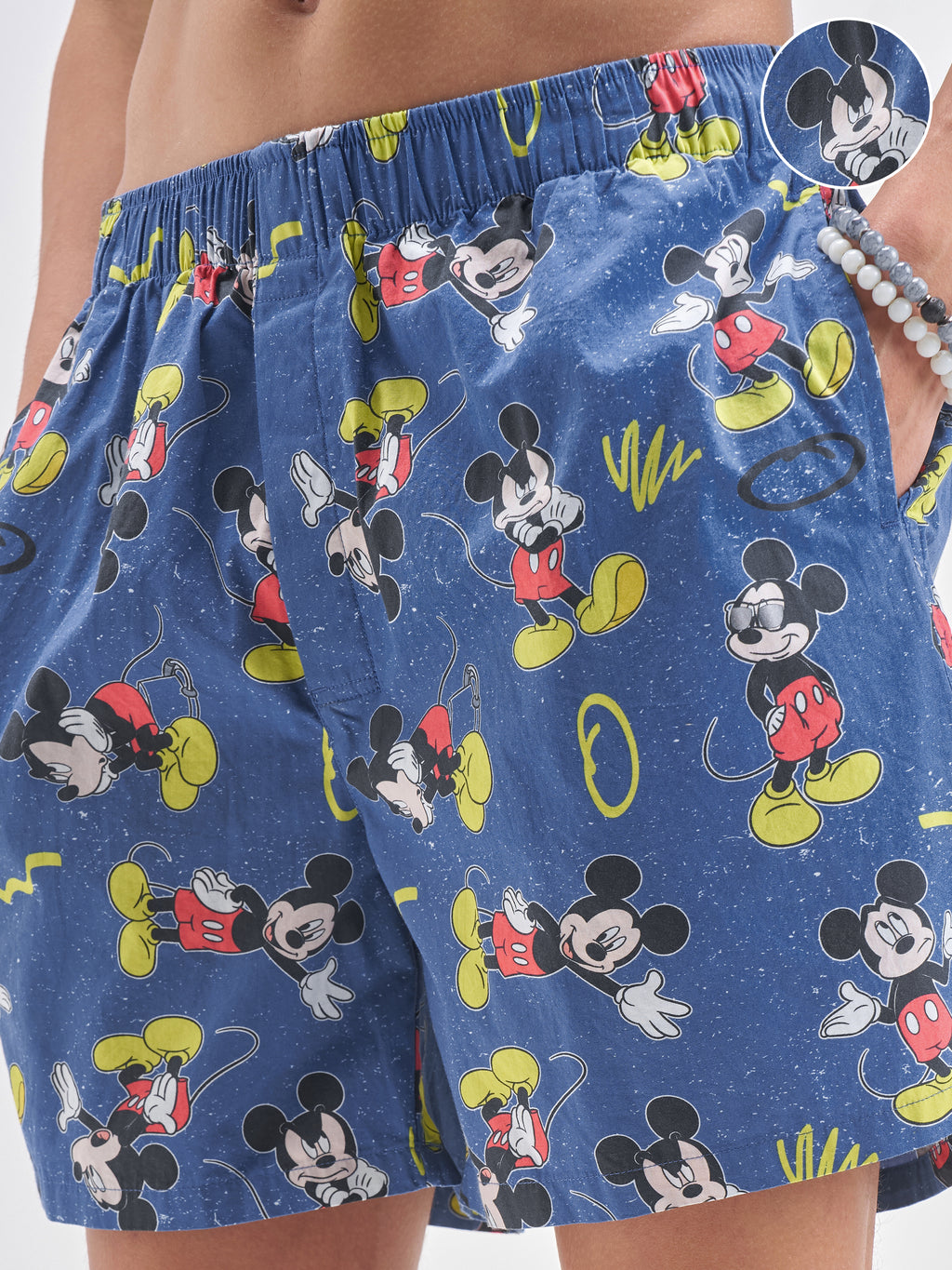 Disney By Highlander Men Blue Mickey Mouse Cotton Boxers - Blue - Image 5