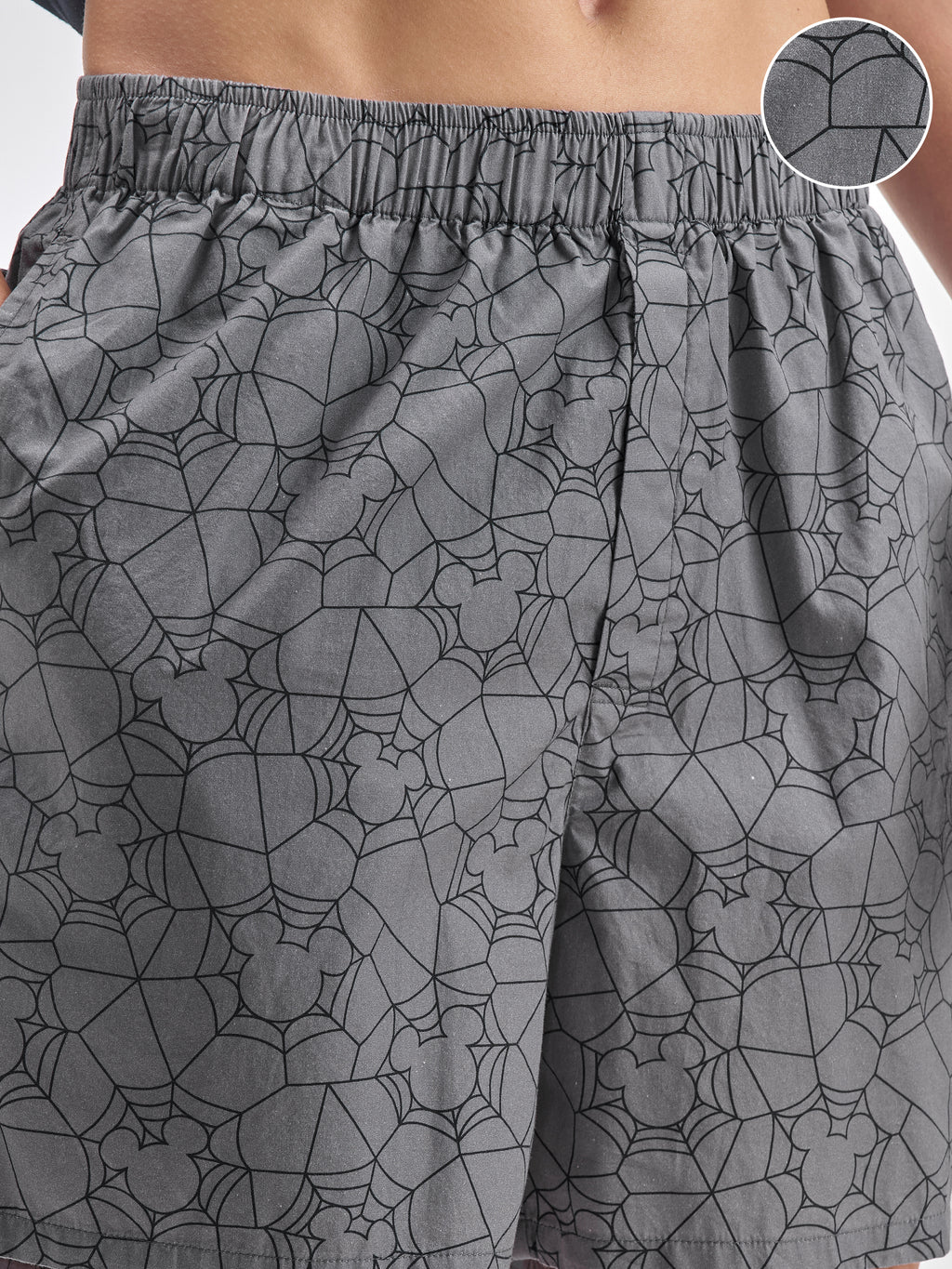 Disney By Highlander Men Grey Mickey Mouse Cotton Boxers - Grey - Image 5