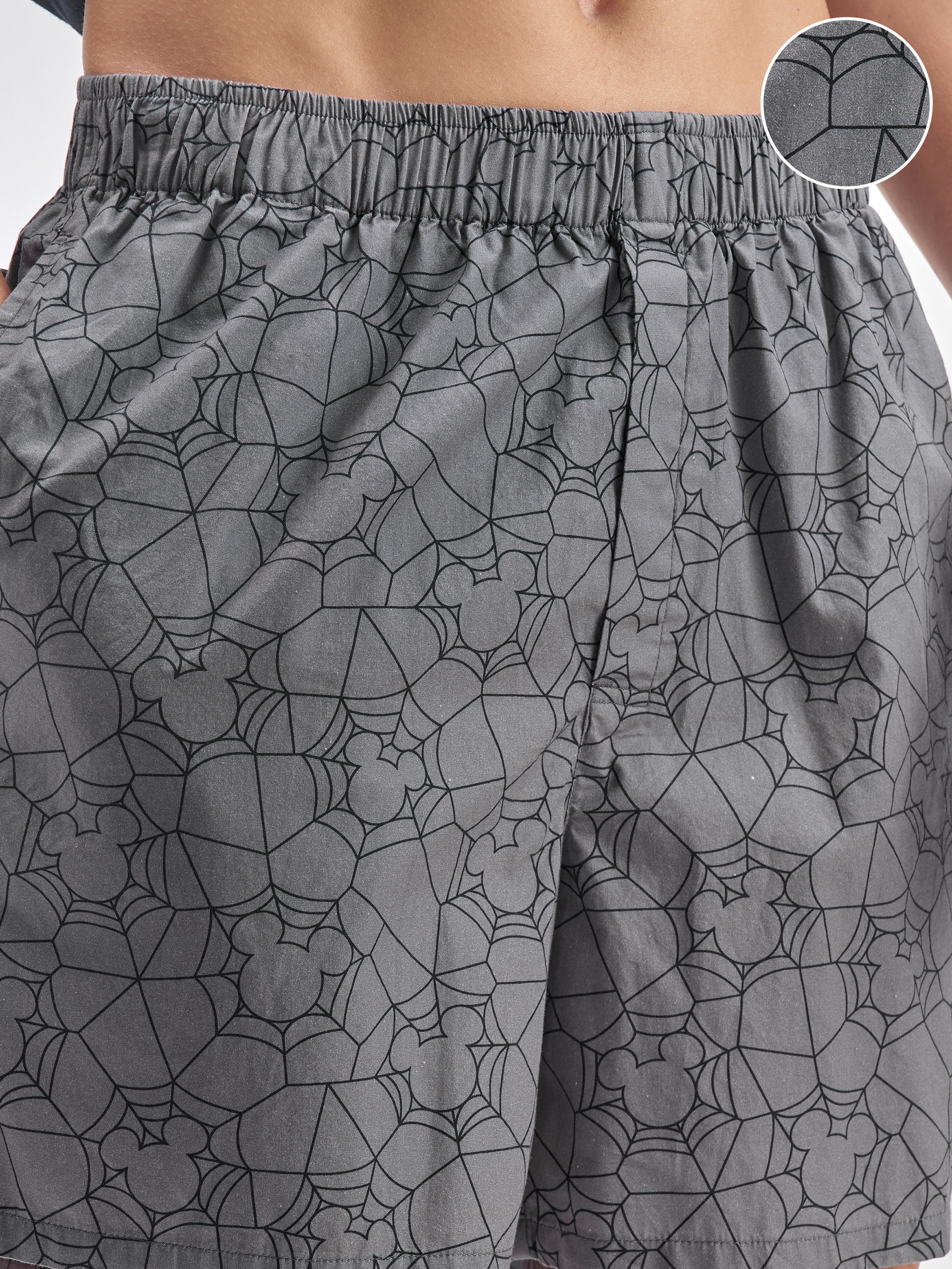 Disney By Highlander Men Grey Mickey Mouse Cotton Boxers - Grey - Image 5
