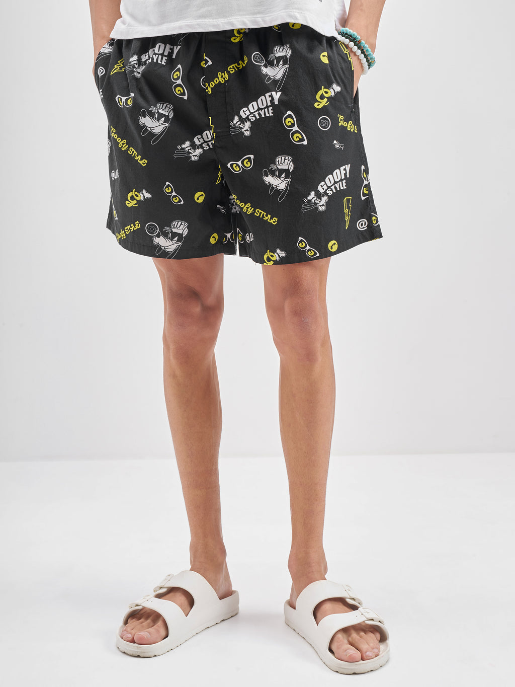Disney By Highlander Men Black Goofy Cotton Boxers - Black - Image 1