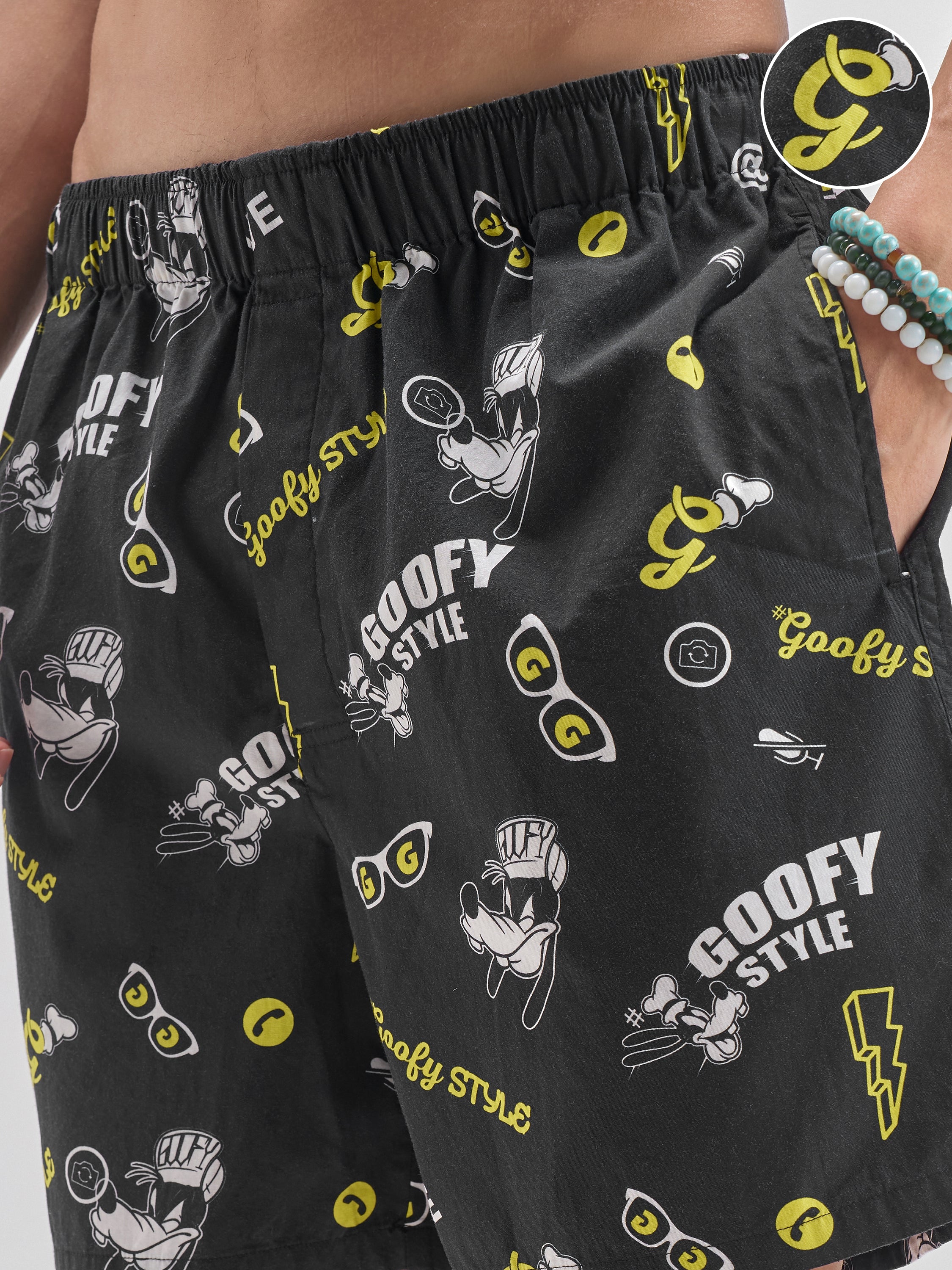Disney By Highlander Men Black Goofy Cotton Boxers - Black - Image 5
