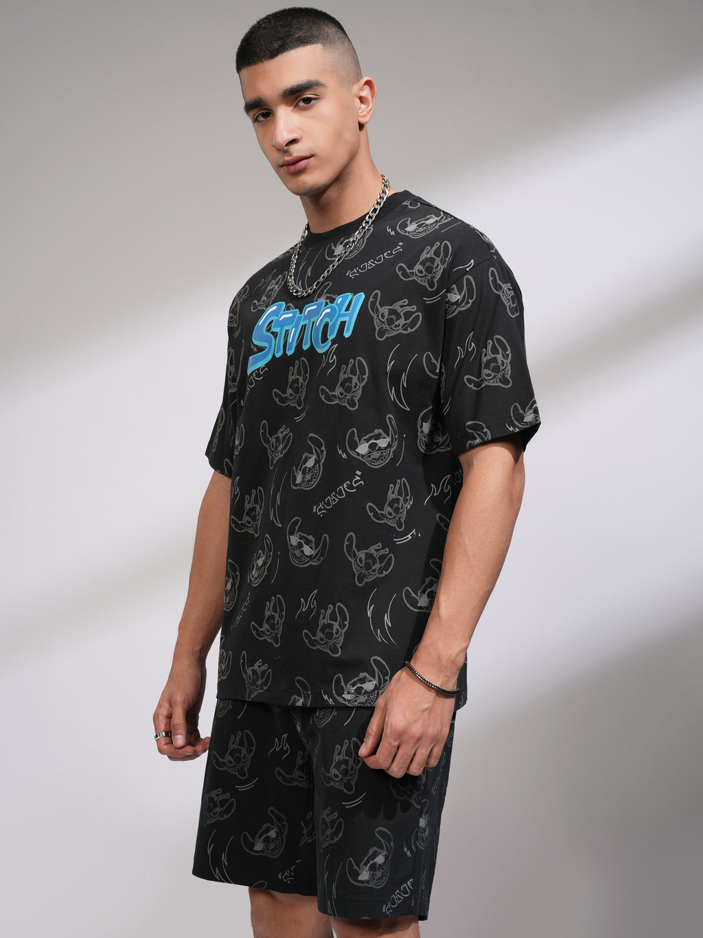 Disney By Highlander Men Black Stitch T-Shirt With Shorts Co-Ords - Black - Image 4