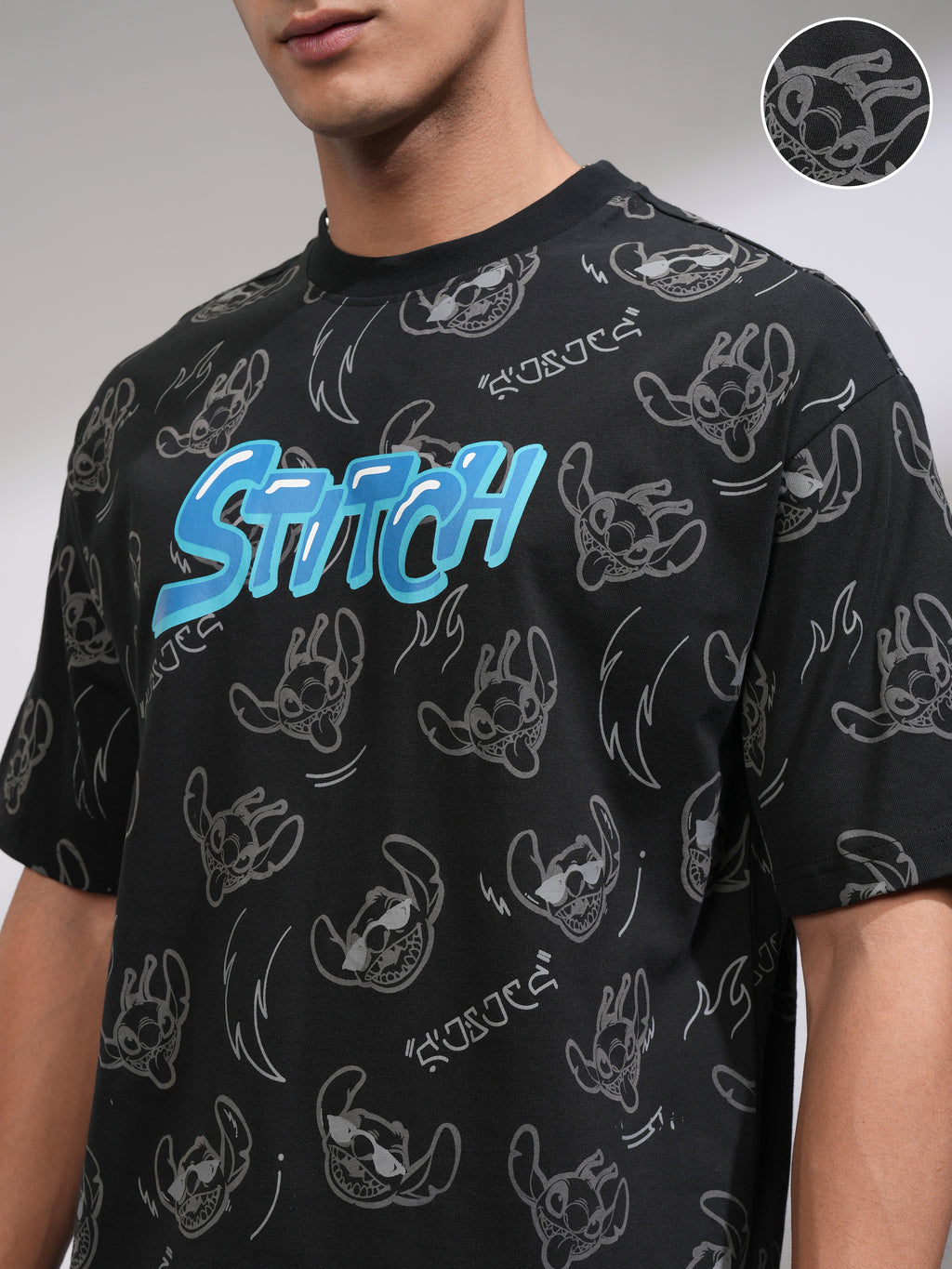 Disney By Highlander Men Black Stitch T-Shirt With Shorts Co-Ords - Black - Image 5
